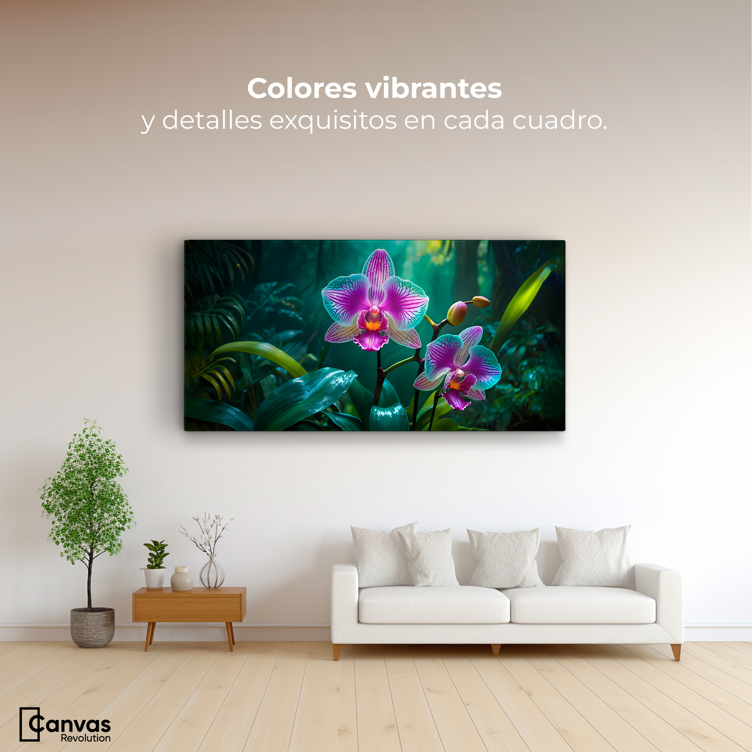 Foto 3 pulgar | Cuadro Decorativo Canvas Orquídeas Vibrantes 120x60