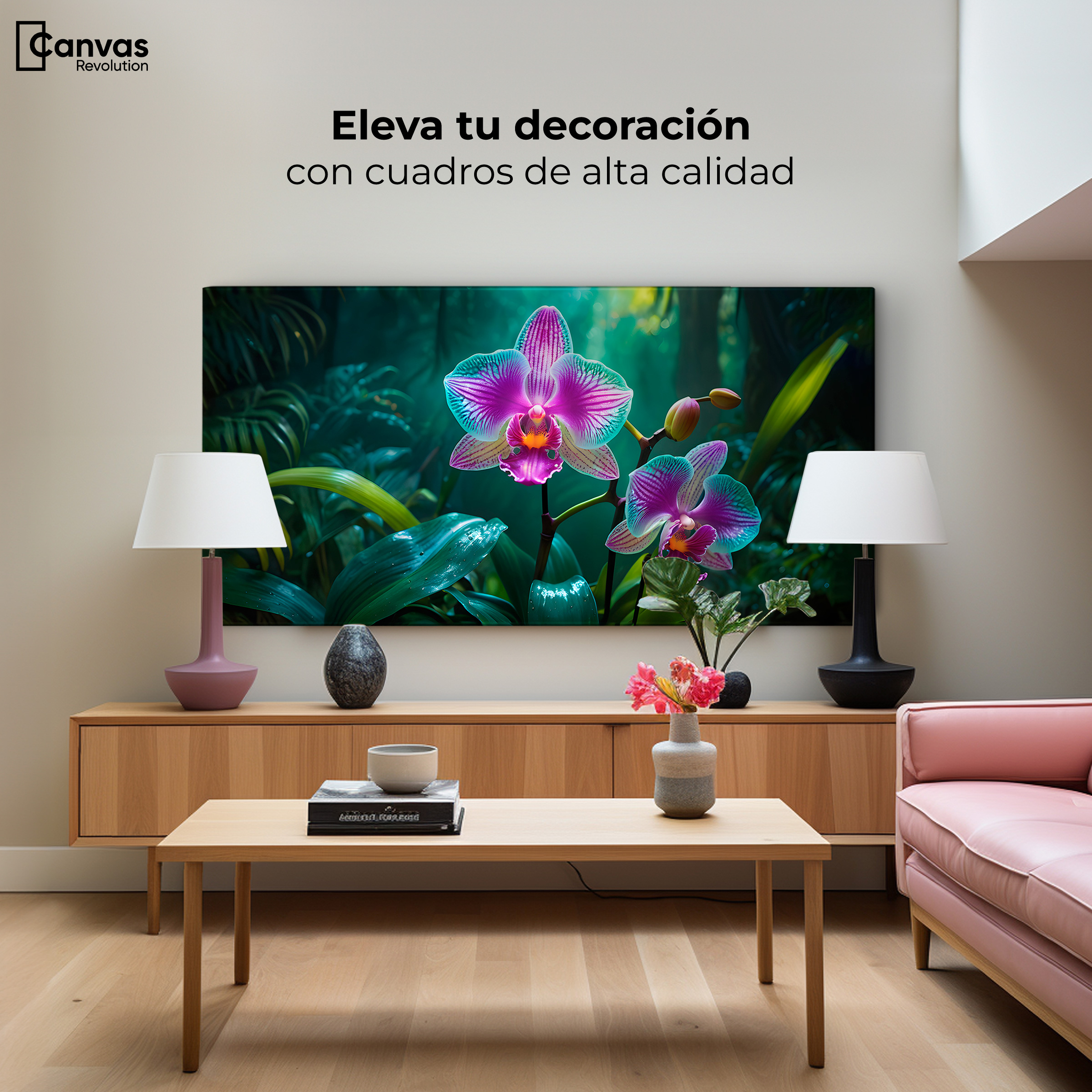 Foto 4 pulgar | Cuadro Decorativo Canvas Orquídeas Vibrantes 120x60