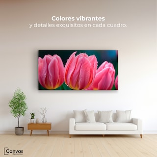 Foto 2 | Cuadro Decorativo Canvas Tulipanes Rosa Vivo 120x60