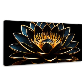 Foto 1 | Cuadro Decorativo Canvas Loto Oro Oscuro 120x60