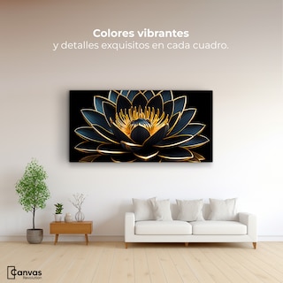 Foto 2 | Cuadro Decorativo Canvas Loto Oro Oscuro 120x60