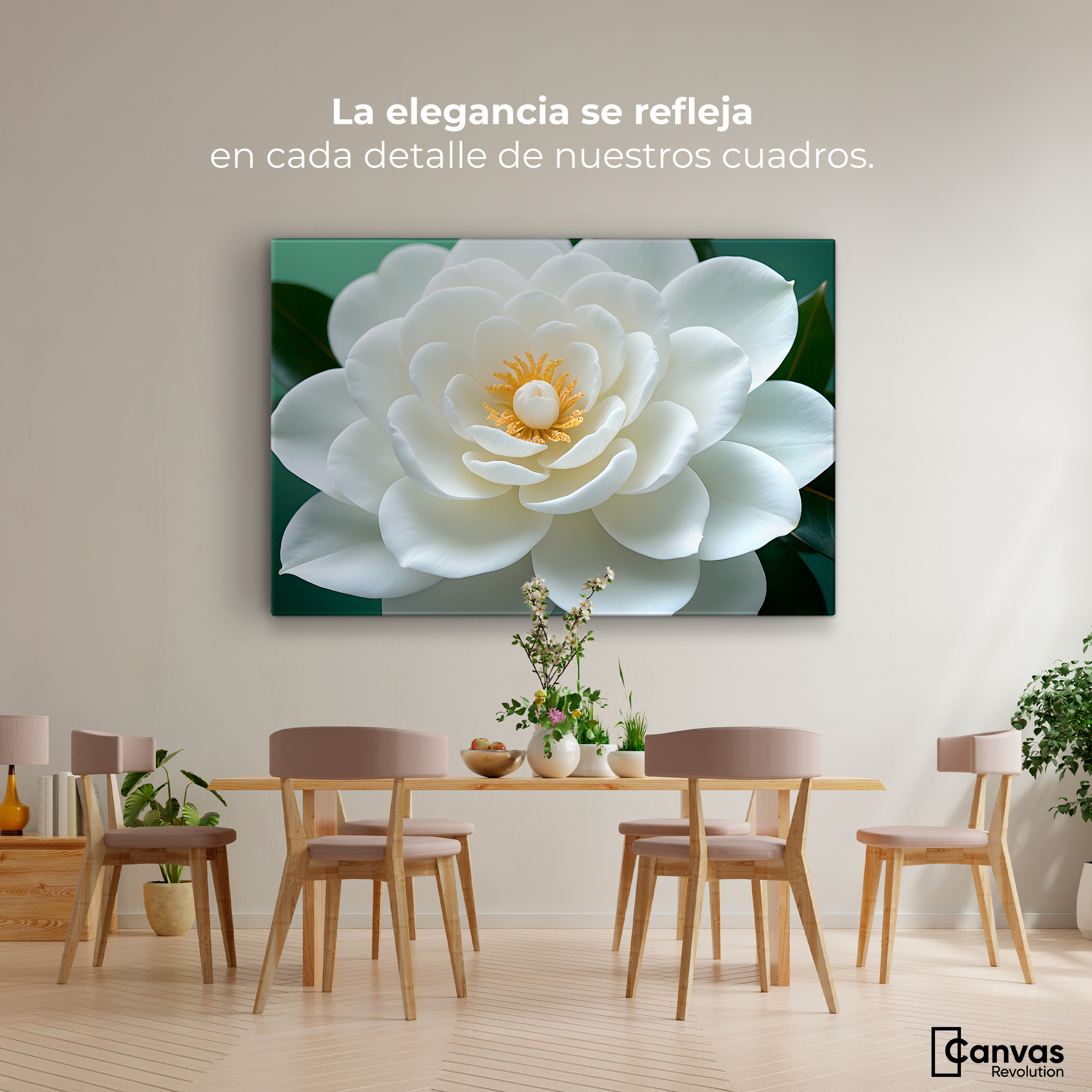 Foto 3 pulgar | Cuadro Decorativo Canvas Camelia Eterna Flor 90x60