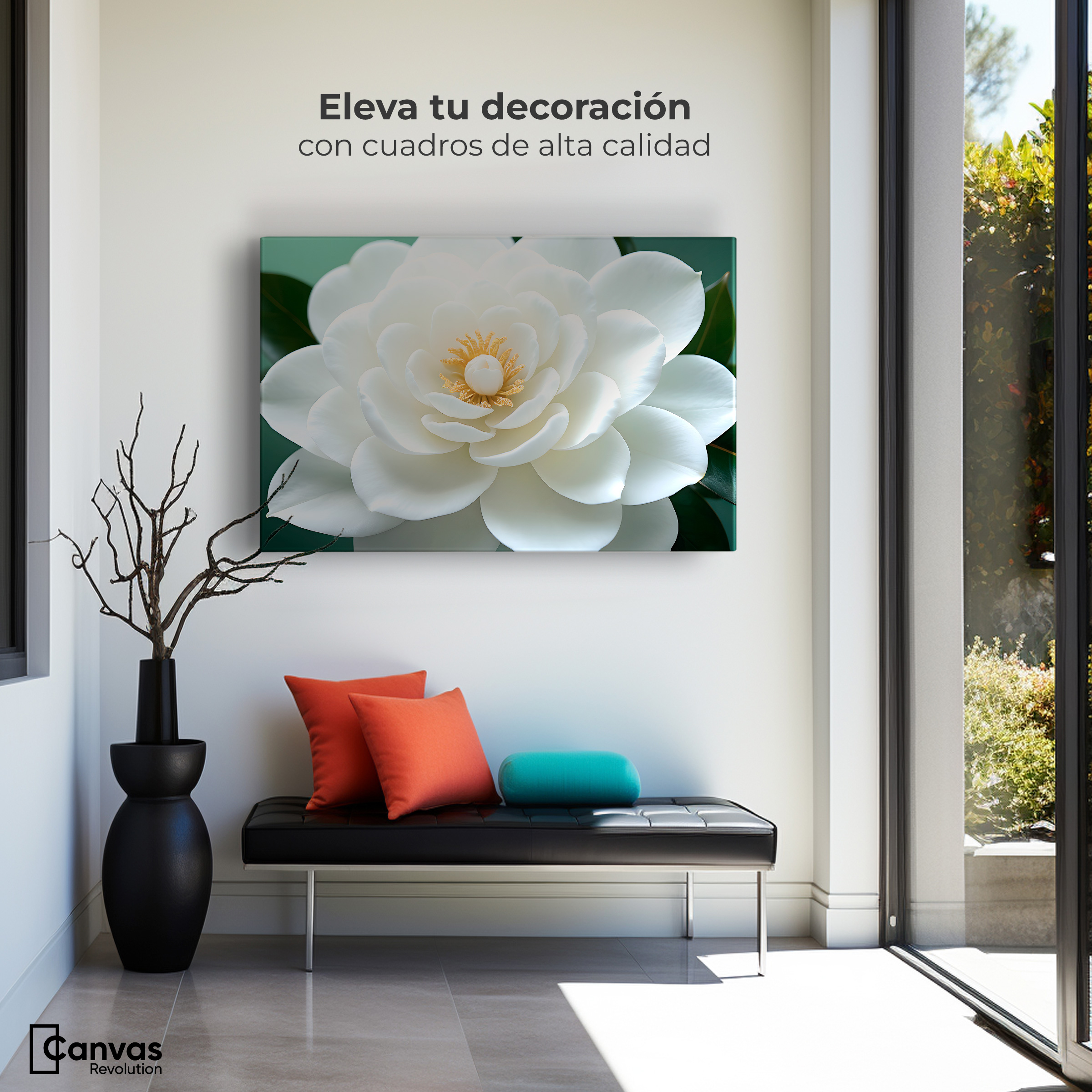 Foto 4 pulgar | Cuadro Decorativo Canvas Camelia Eterna Flor 90x60