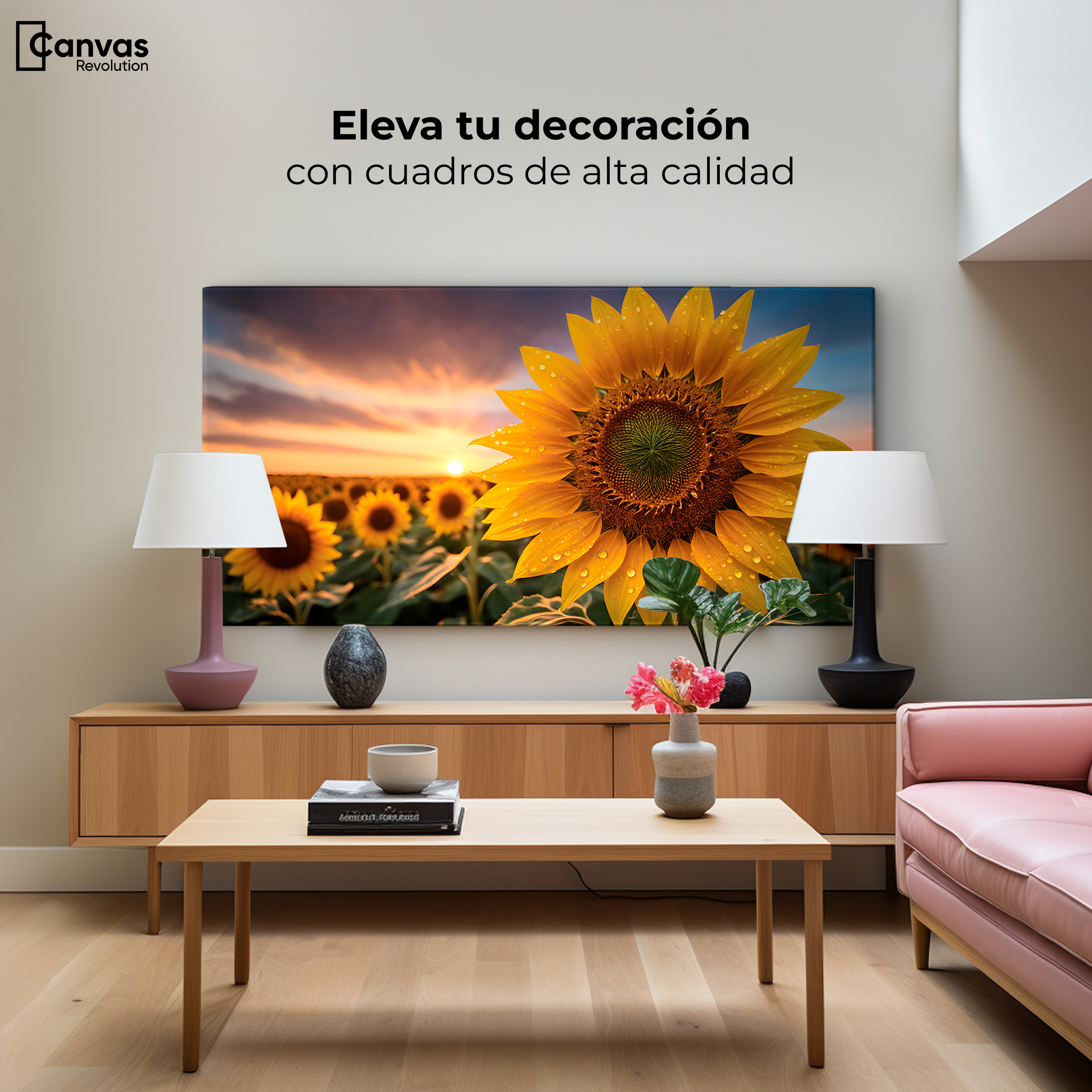 Foto 2 pulgar | Cuadro Decorativo Canvas Girasol Atardecer 120x60