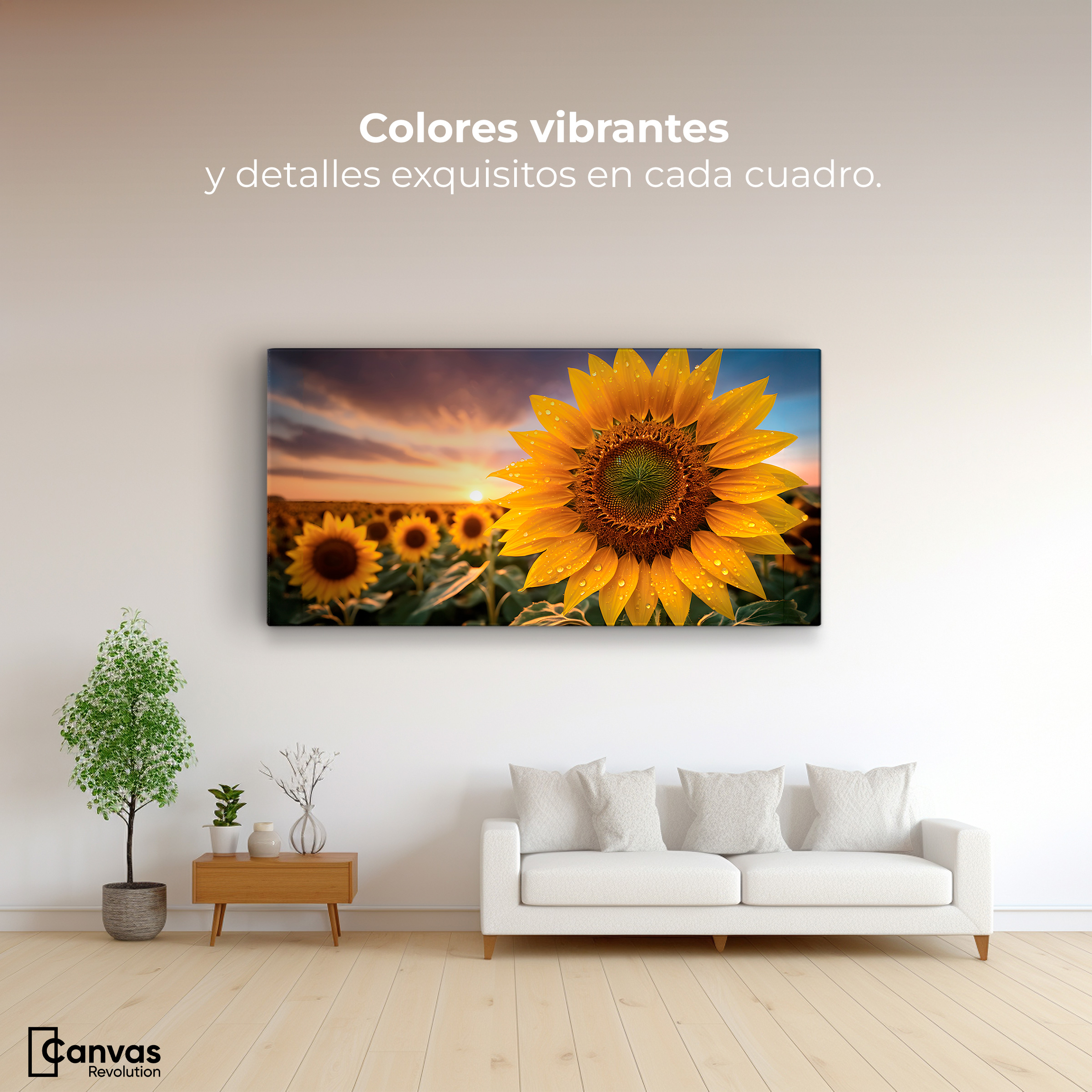 Foto 3 pulgar | Cuadro Decorativo Canvas Girasol Atardecer 120x60