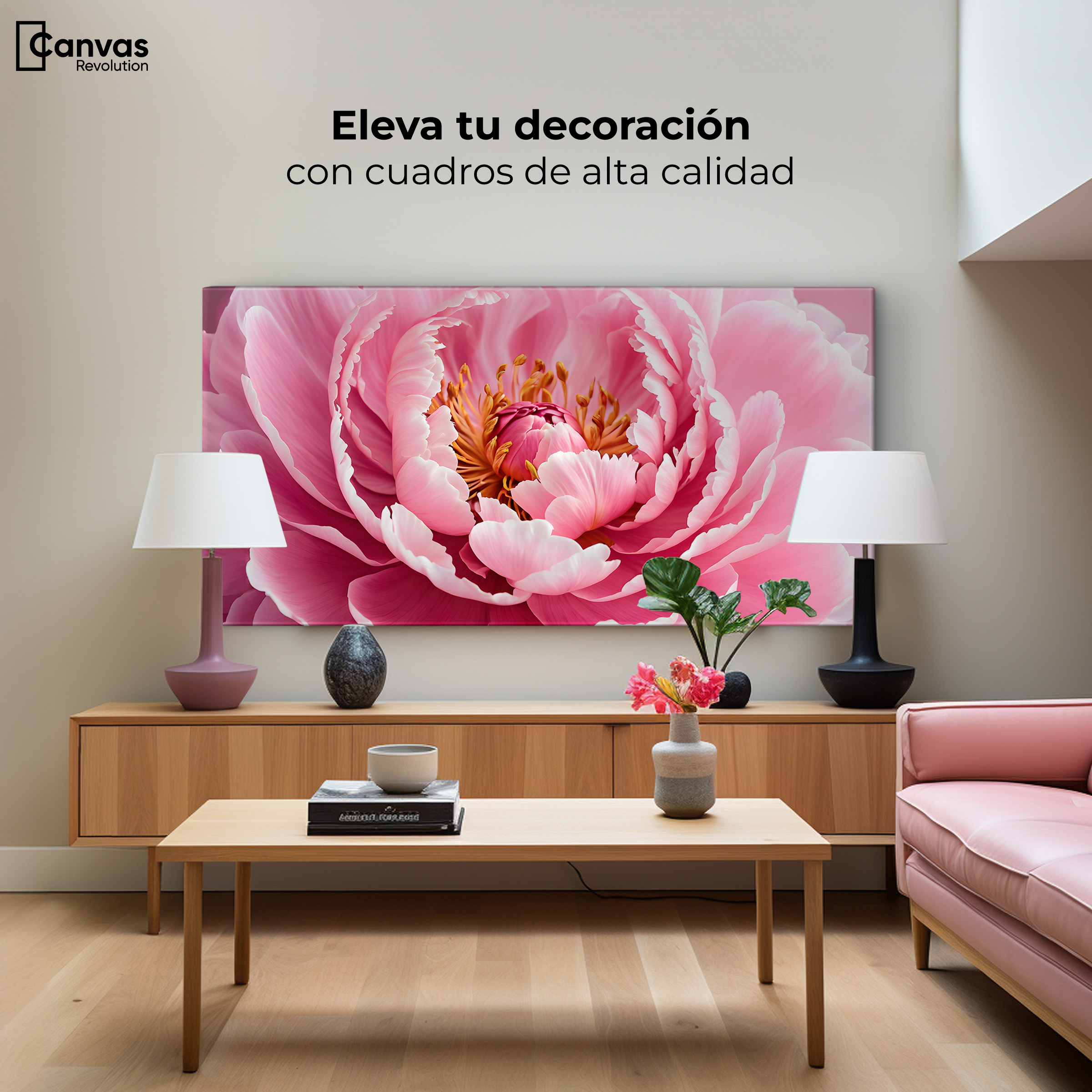 Foto 4 pulgar | Cuadro Decorativo Canvas Peonía Rosa Abierta 120x60