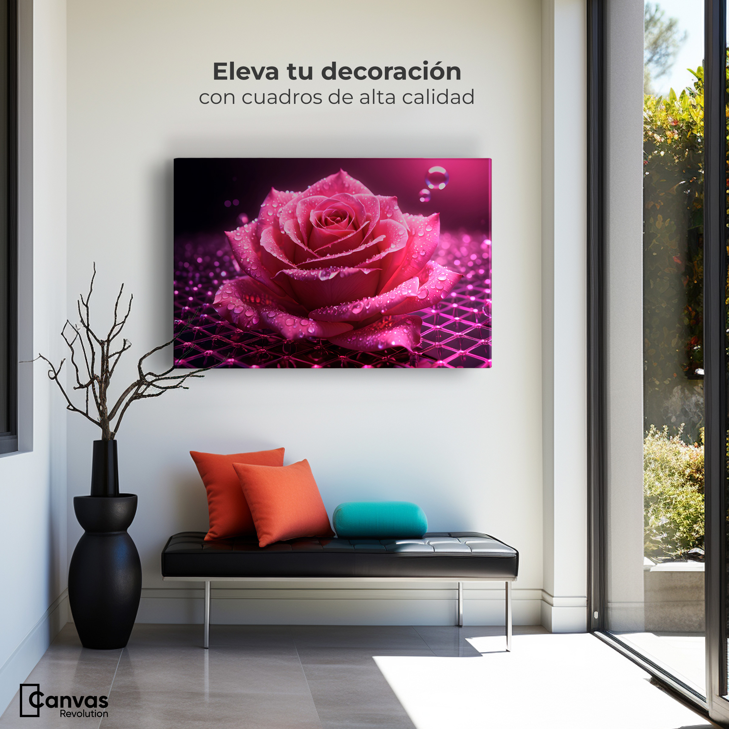 Foto 4 pulgar | Cuadro Decorativo Canvas Rosa Red Eterna 90x60