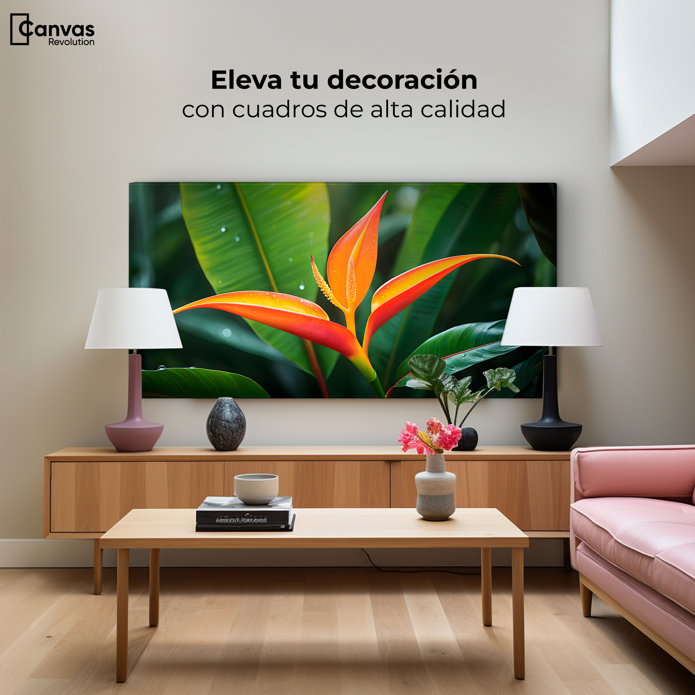 Foto 4 pulgar | Cuadro Decorativo Canvas Heliconia Pura Vida 120x60