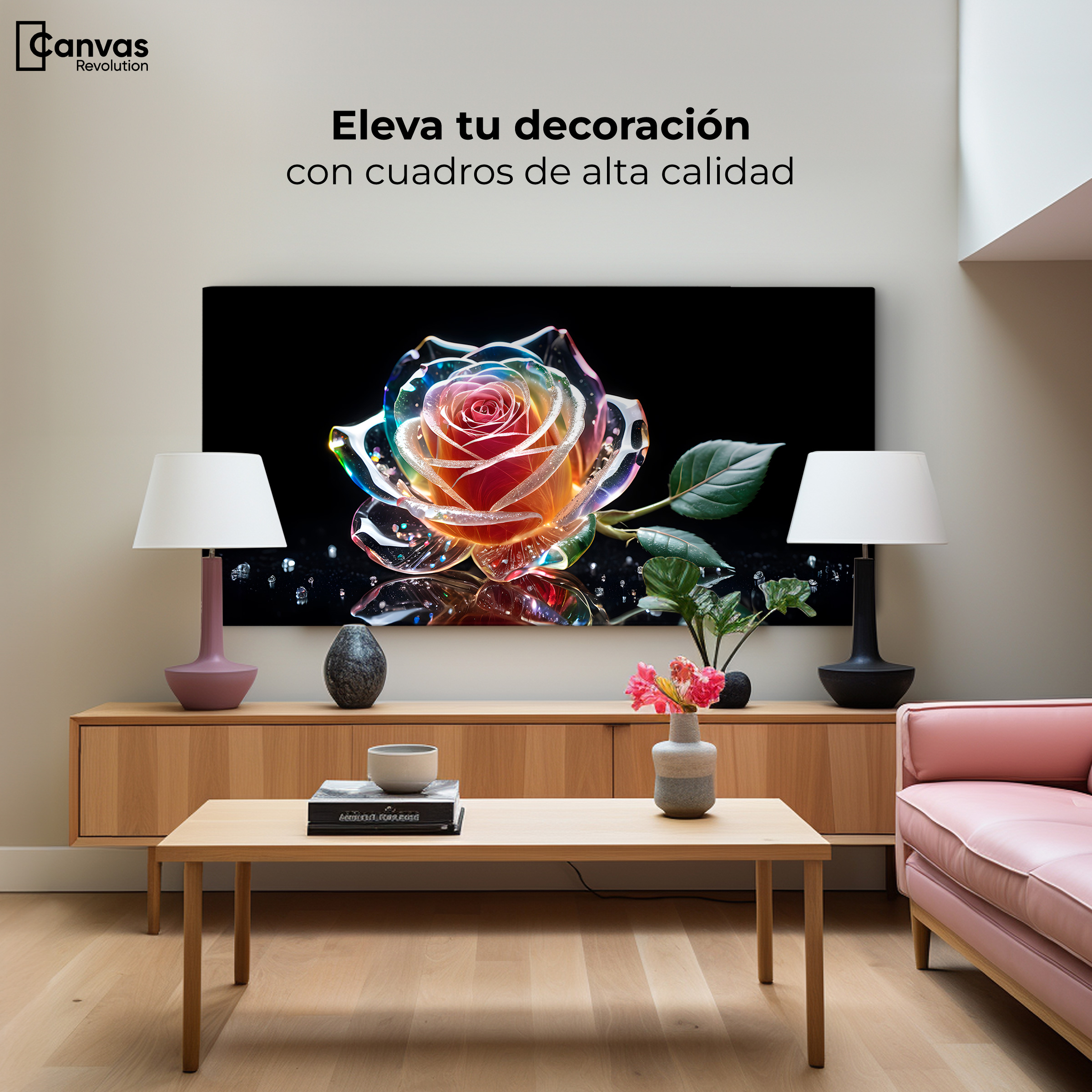 Foto 4 pulgar | Cuadro Decorativo Canvas Rosa Cristal Puro 120x60