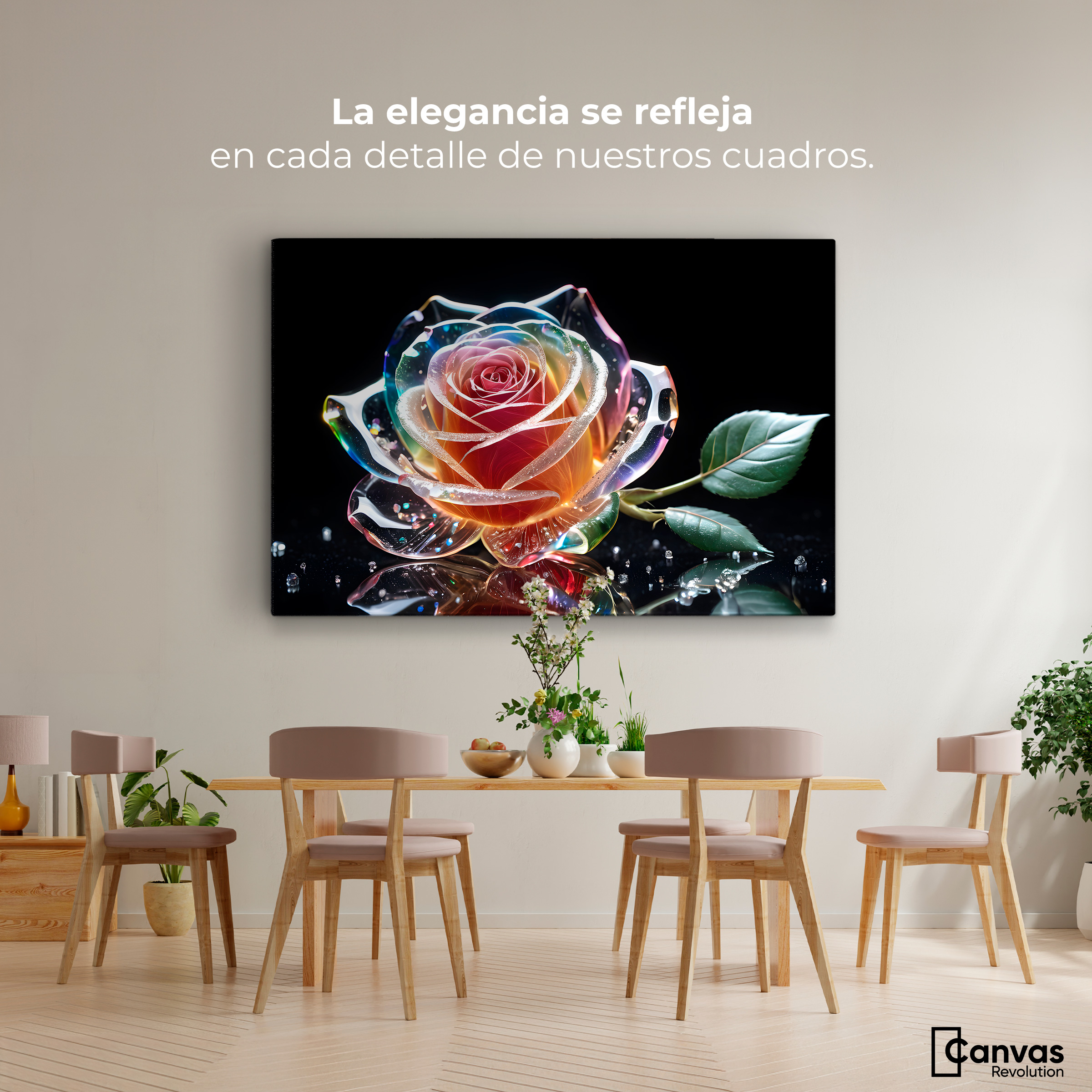 Foto 2 | Cuadro Decorativo Canvas Rosa Cristal Puro 90x60