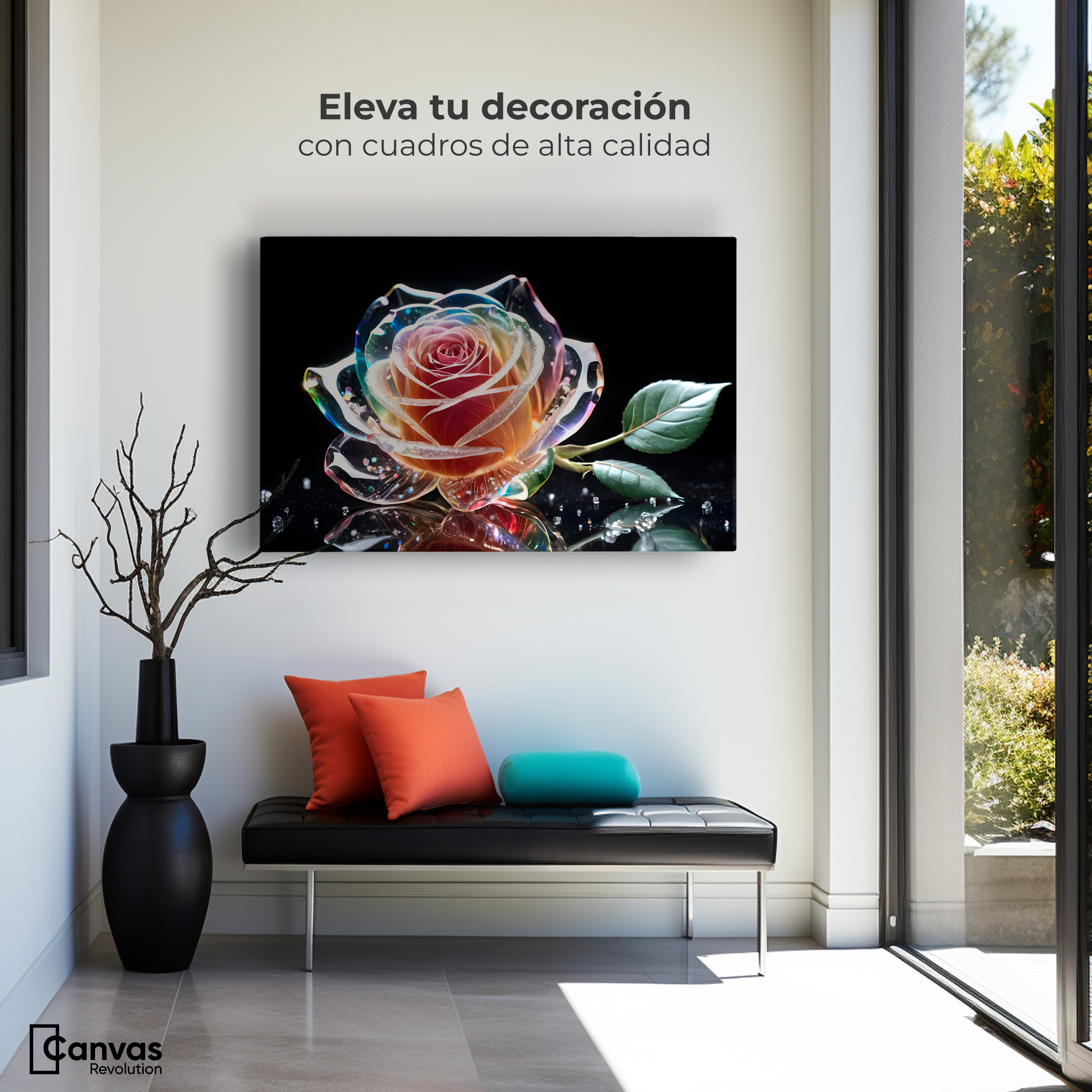 Foto 4 pulgar | Cuadro Decorativo Canvas Rosa Cristal Puro 90x60