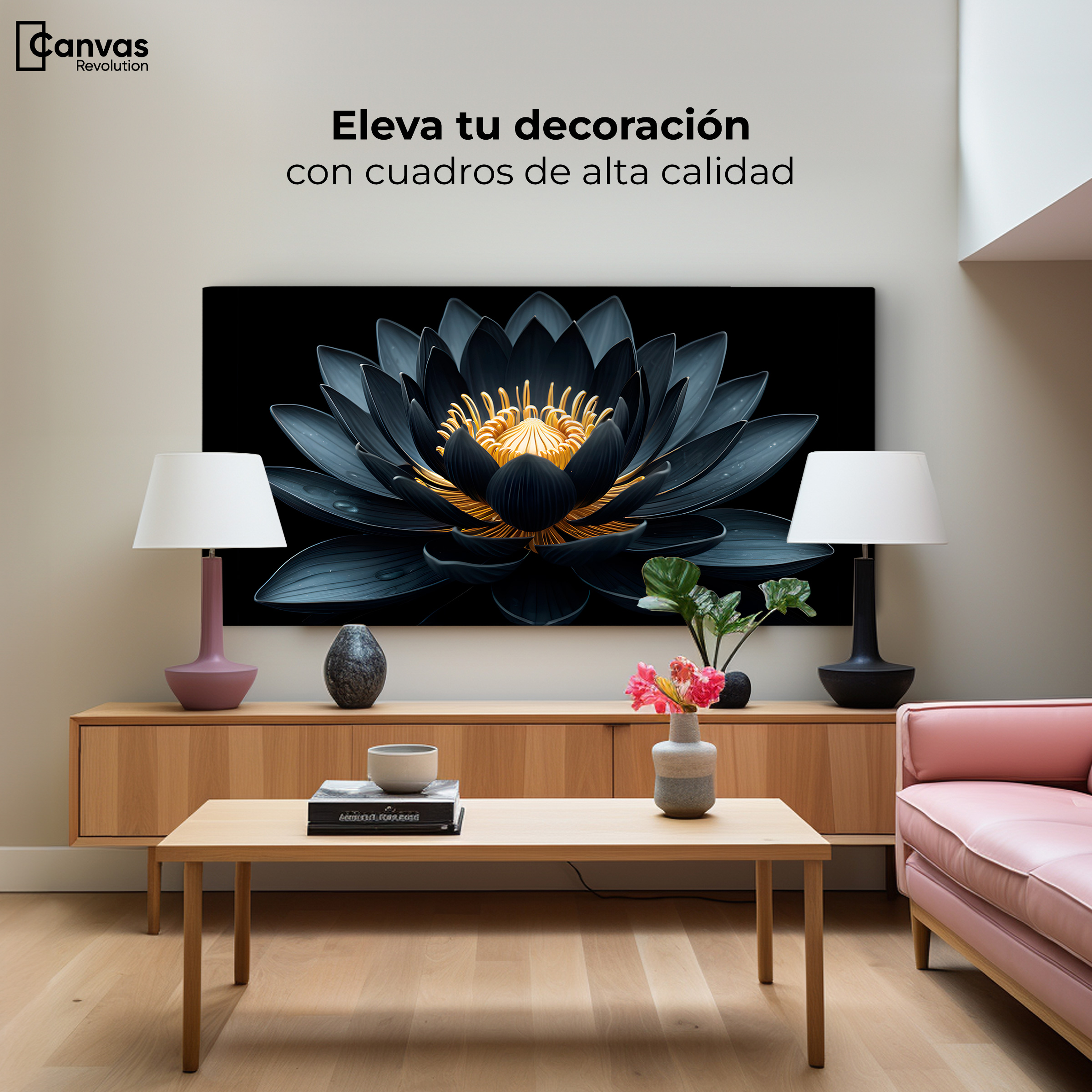 Foto 4 pulgar | Cuadro Decorativo Canvas Loto En Sombra 120x60