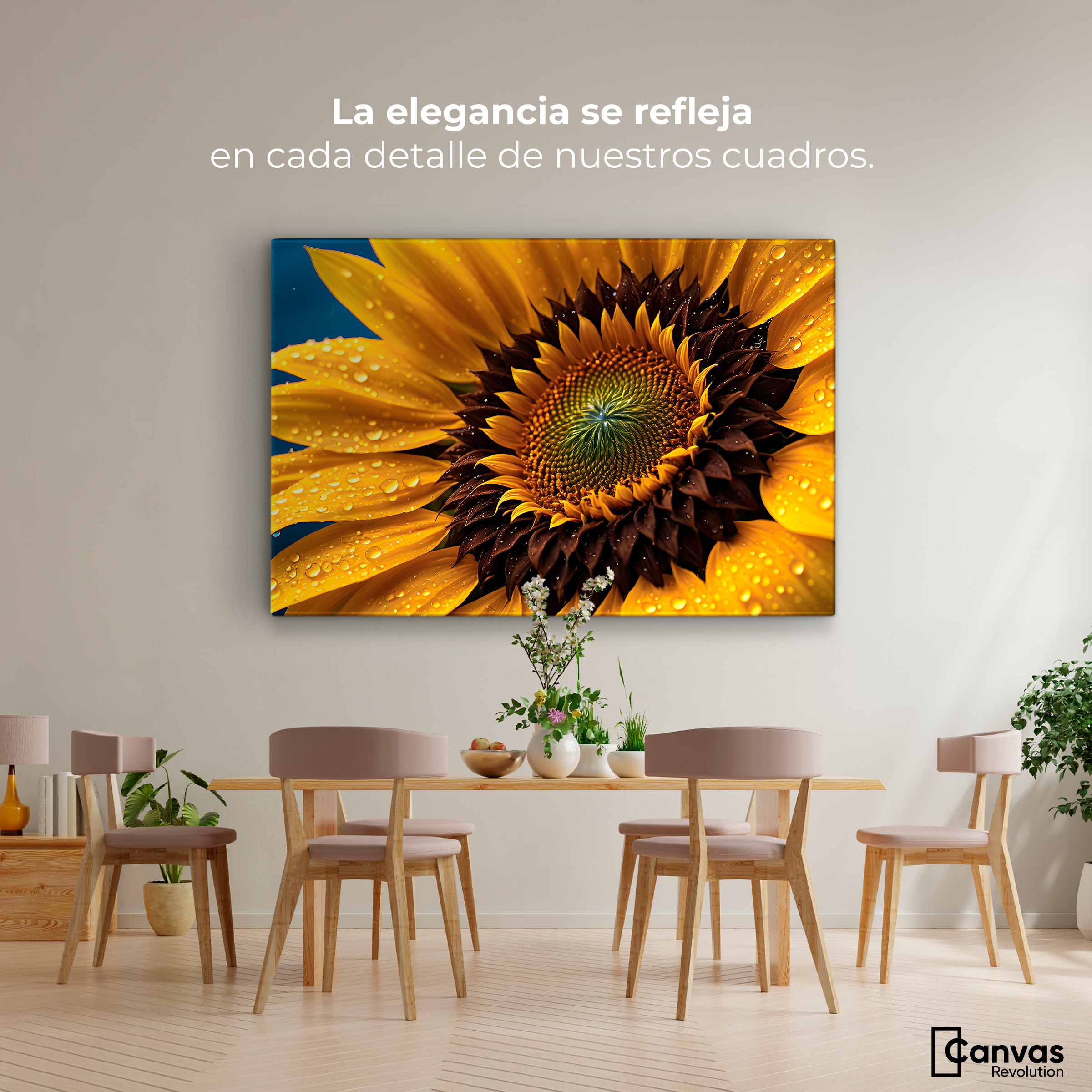 Foto 3 pulgar | Cuadro Decorativo Canvas Girasol Luz Dorada 90x60