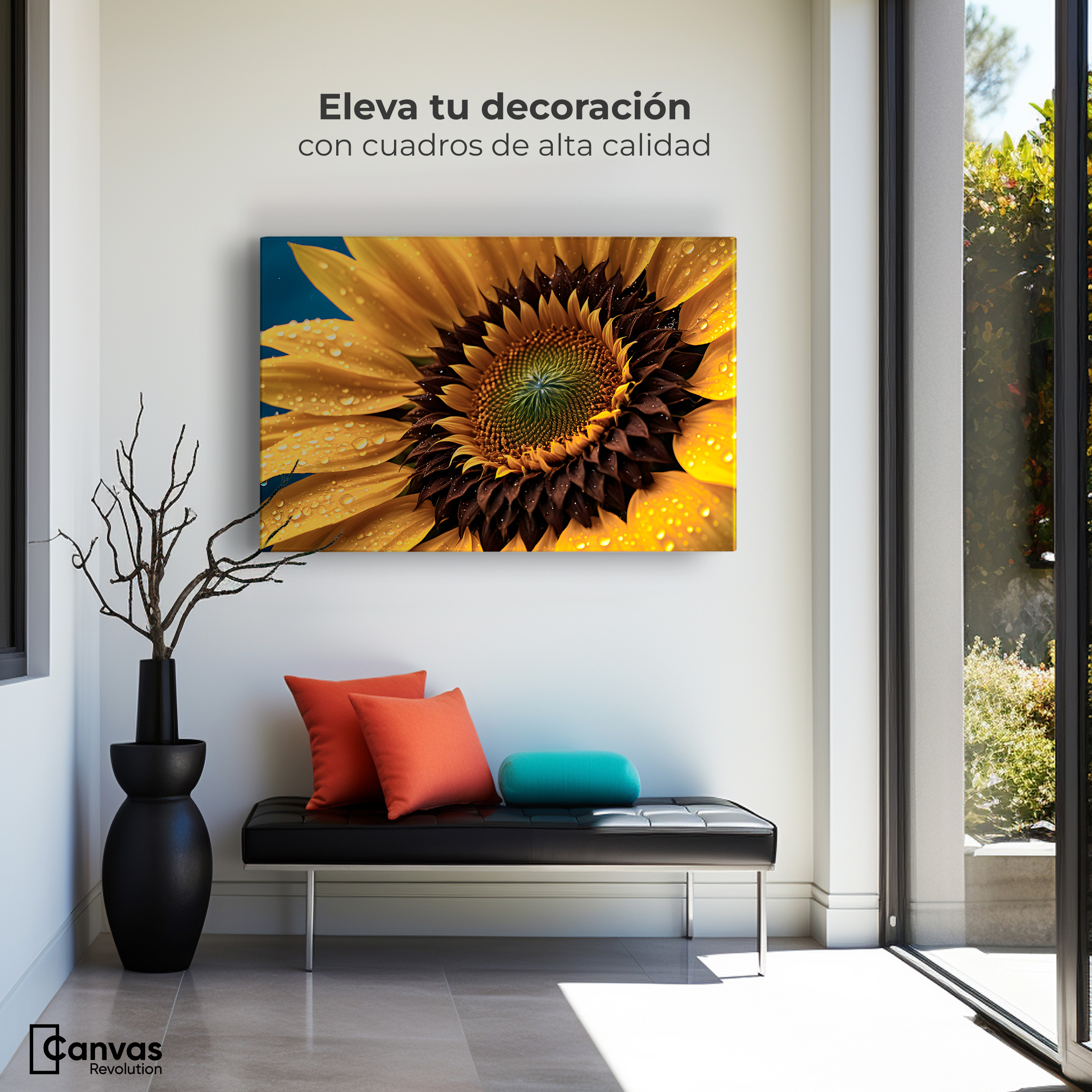 Foto 4 pulgar | Cuadro Decorativo Canvas Girasol Luz Dorada 90x60