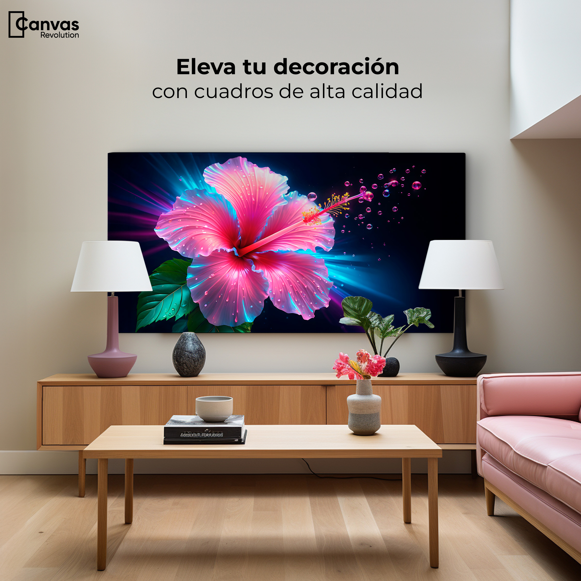 Foto 4 pulgar | Cuadro Decorativo Canvas Aura Hibisco Mágico 120x60