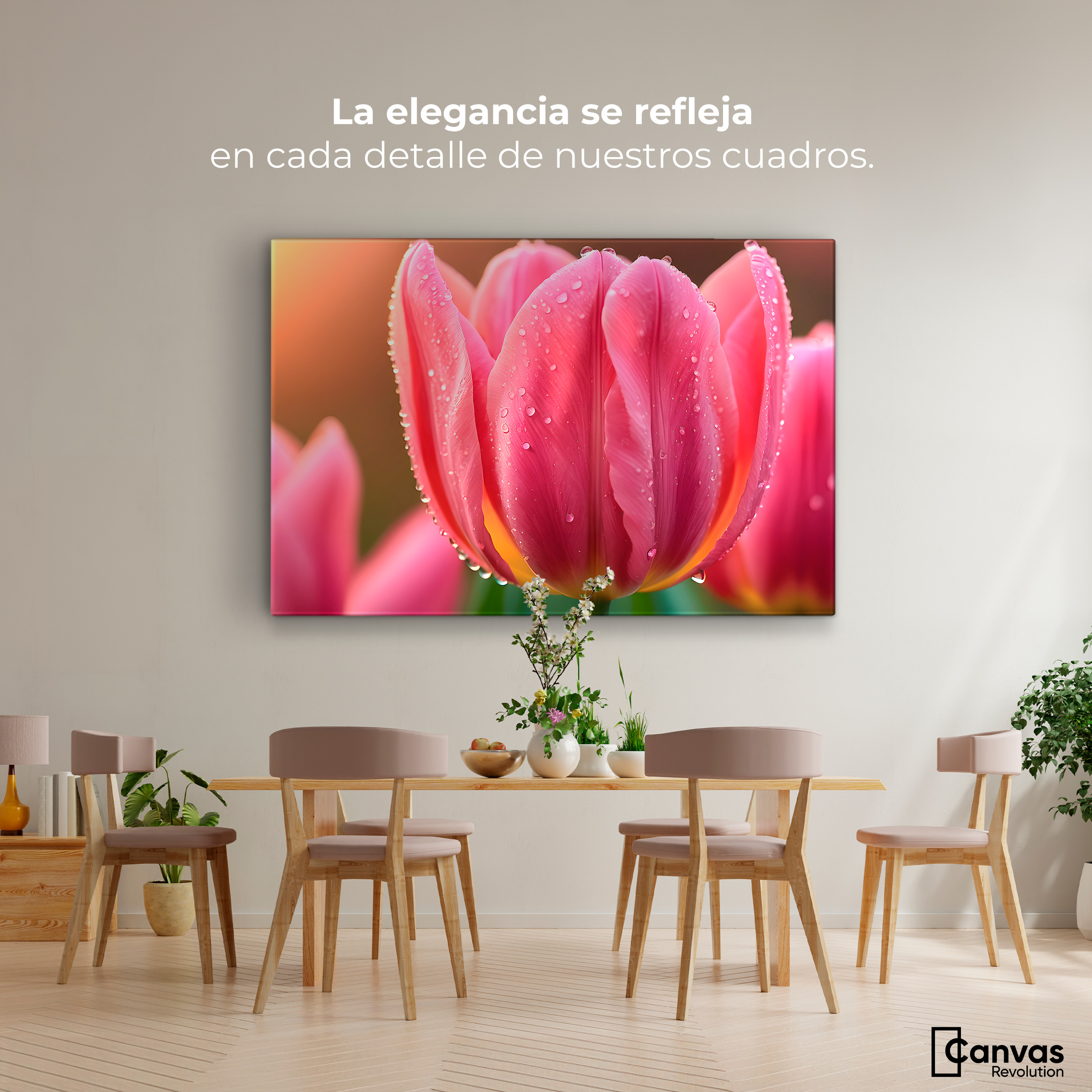 Foto 3 pulgar | Cuadro Decorativo Canvas Tulipán Rosa Eterno 90x60