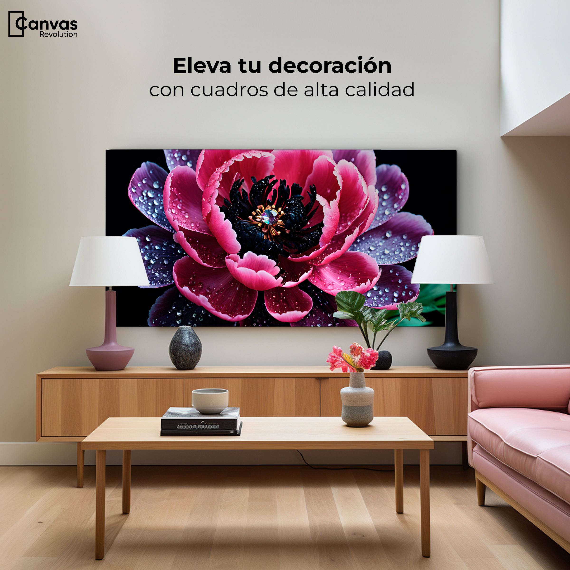 Foto 4 pulgar | Cuadro Decorativo Canvas Rosa Púrpura Eterna 120x60