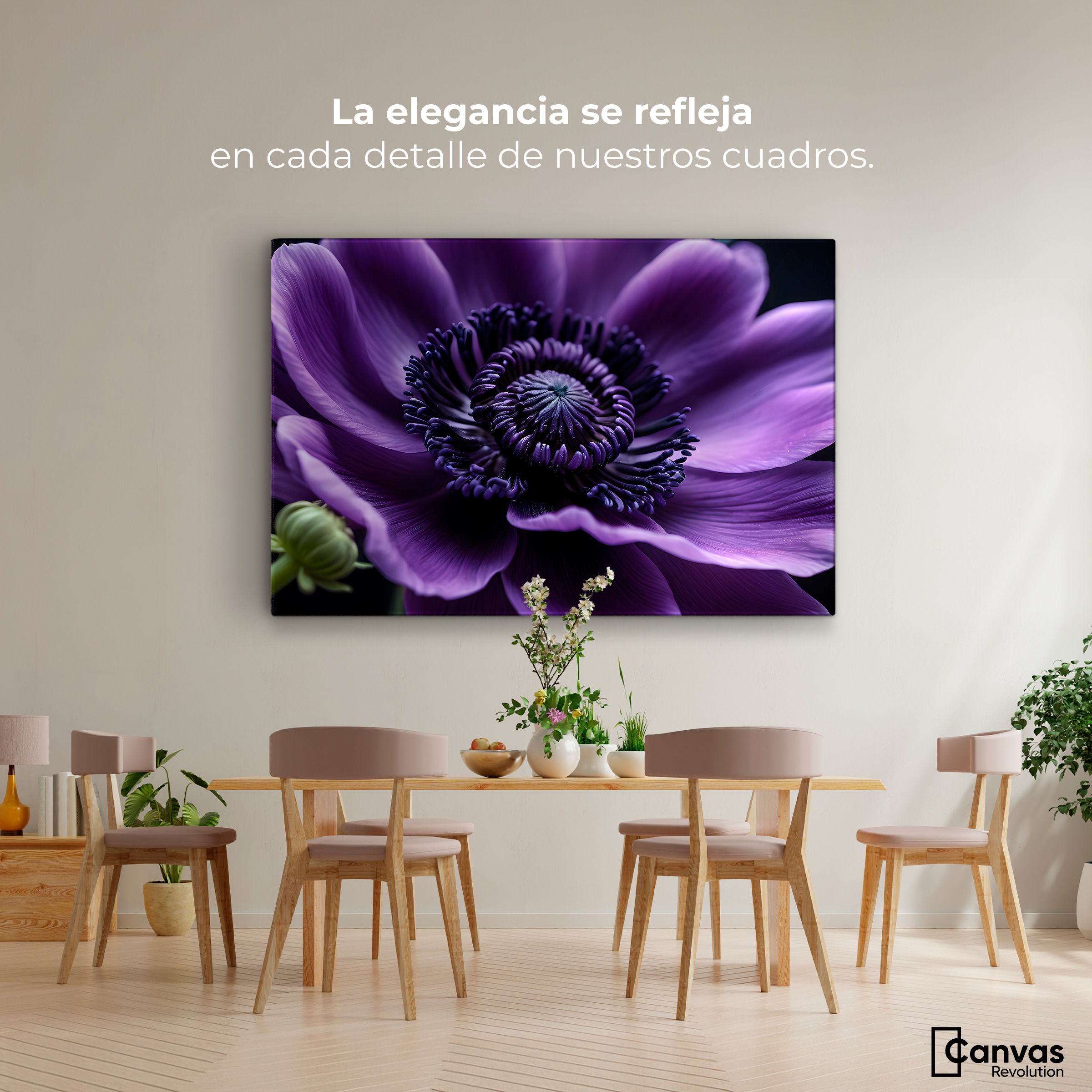 Foto 3 pulgar | Cuadro Decorativo Canvas Anémona Violeta 90x60