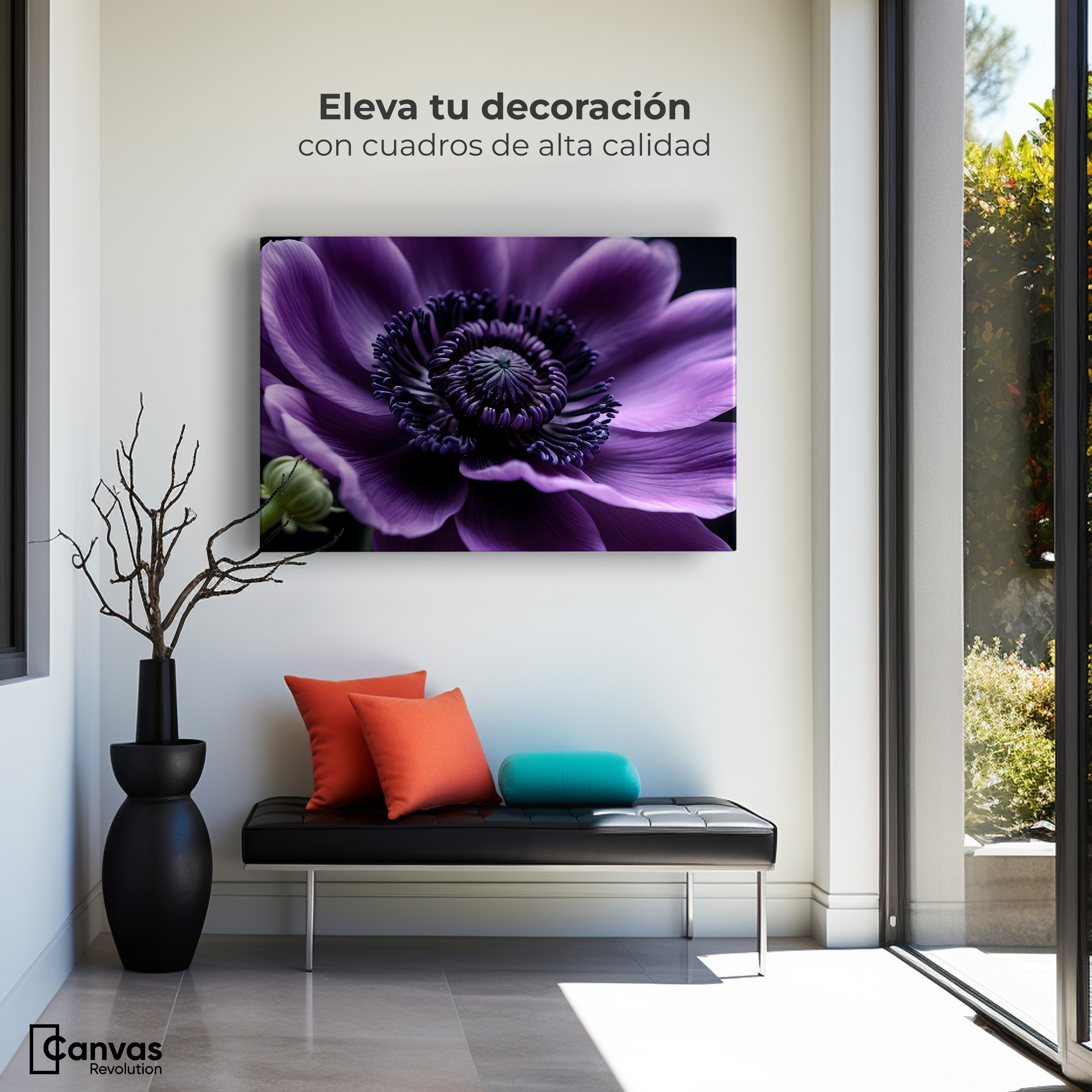 Foto 4 pulgar | Cuadro Decorativo Canvas Anémona Violeta 90x60