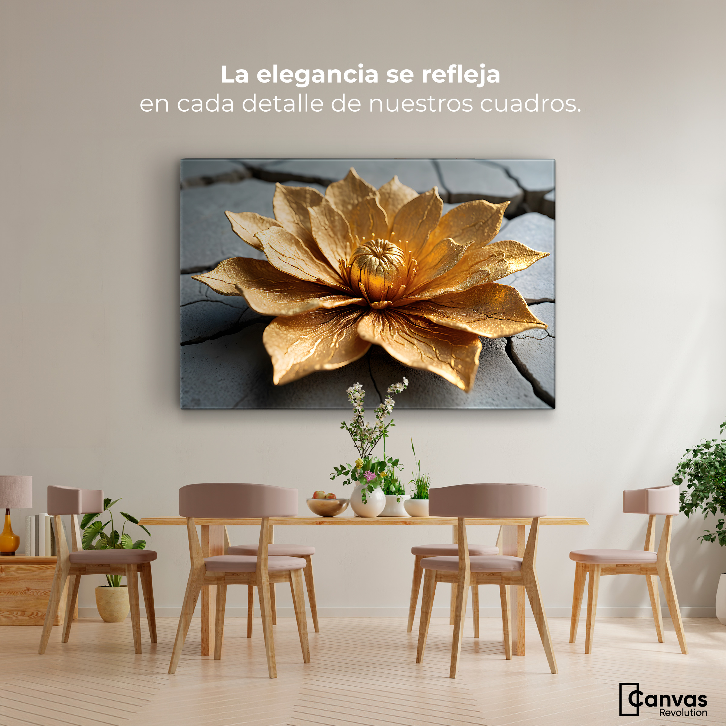 Foto 2 | Cuadro Decorativo Canvas Loto Oro Místico 90x60