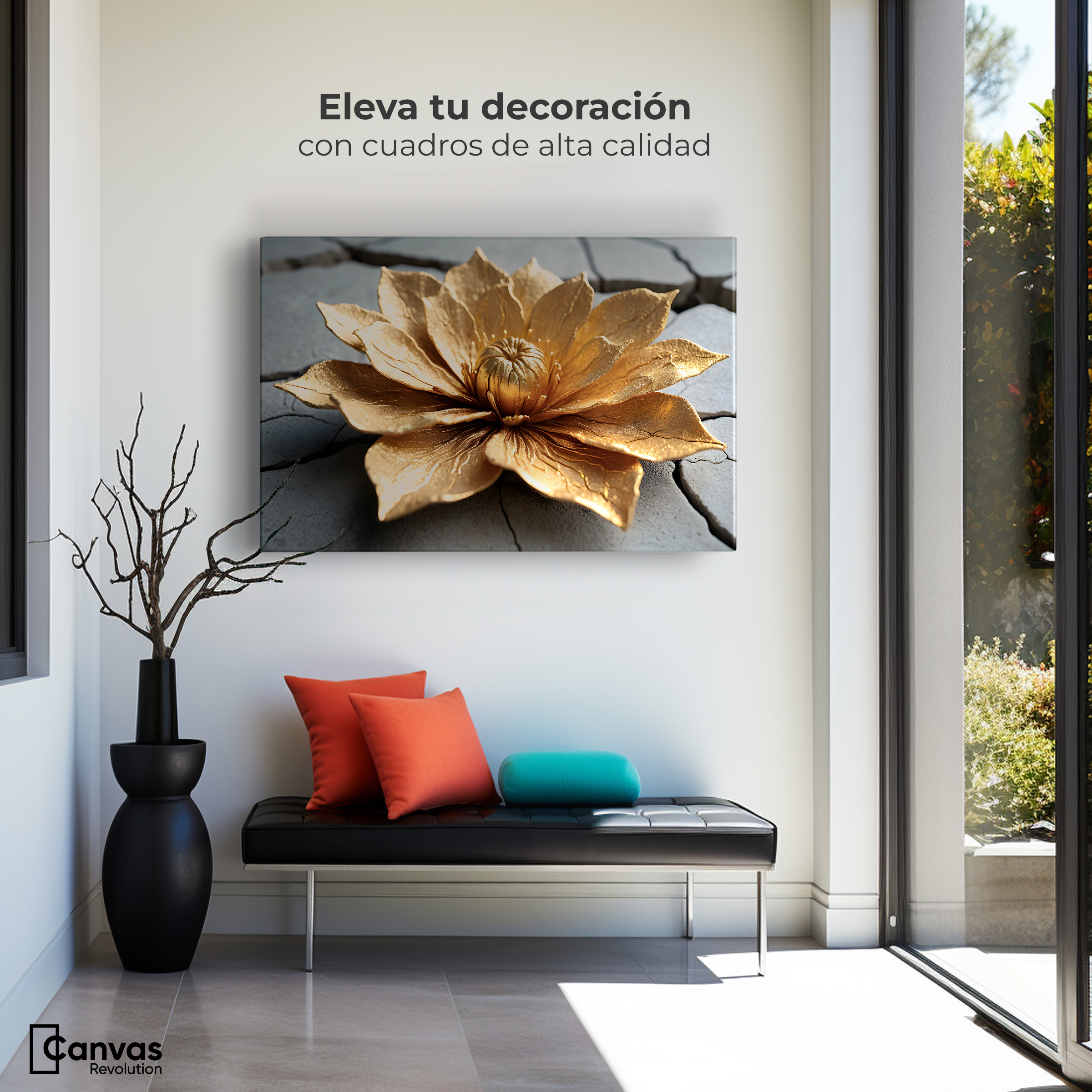 Foto 4 pulgar | Cuadro Decorativo Canvas Loto Oro Místico 90x60