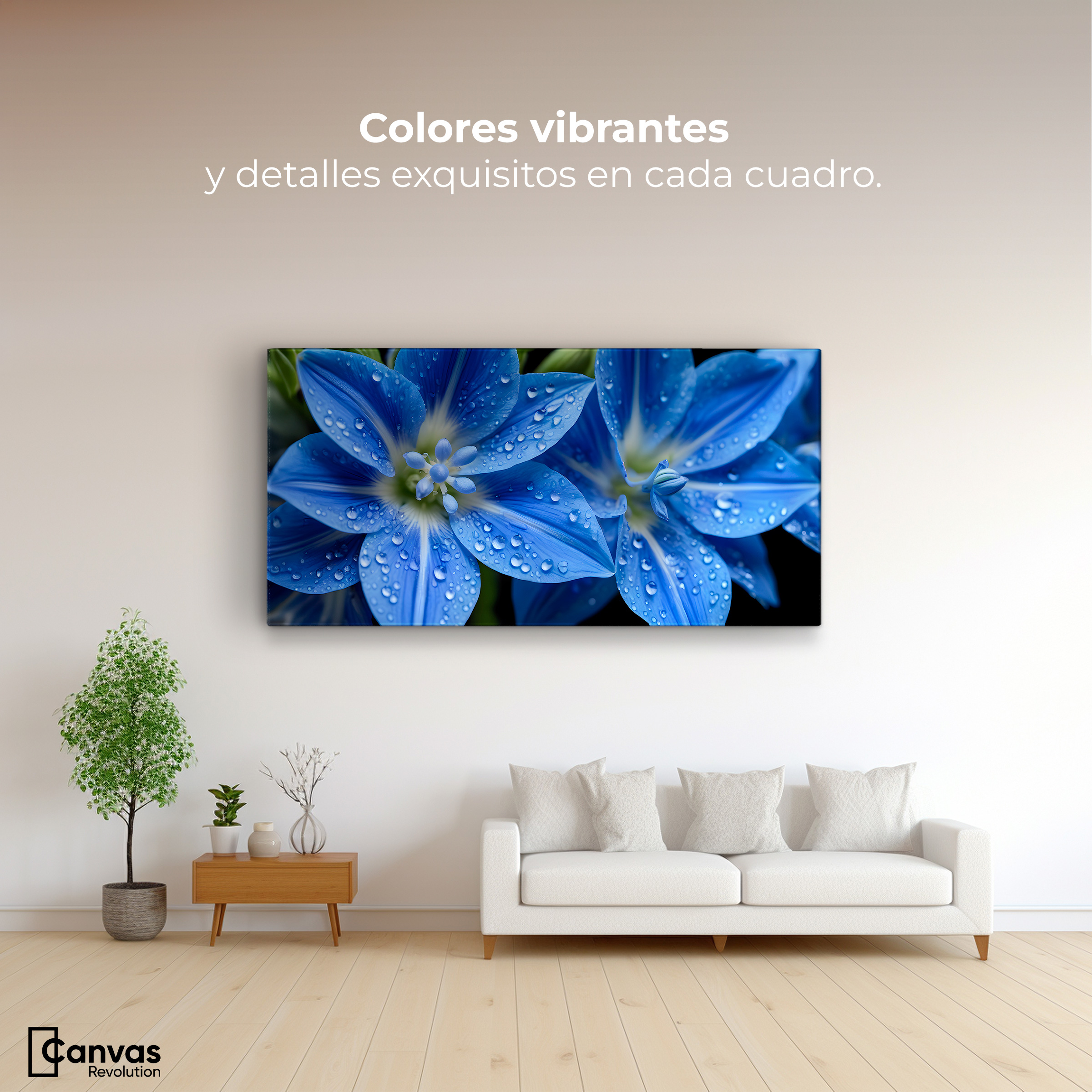 Foto 3 pulgar | Cuadro Decorativo Canvas Delphinium Azul 120x60