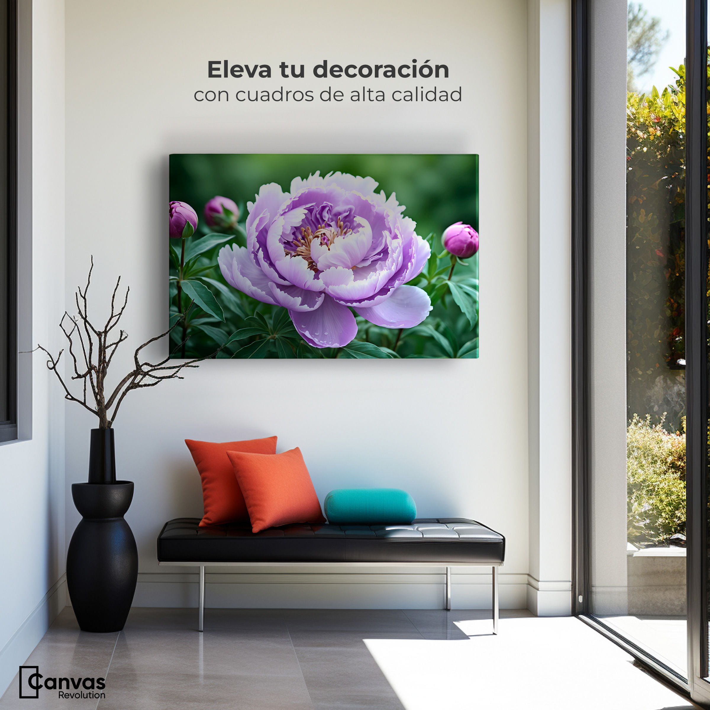 Foto 4 pulgar | Cuadro Decorativo Canvas Peonía Morada Viva 90x60