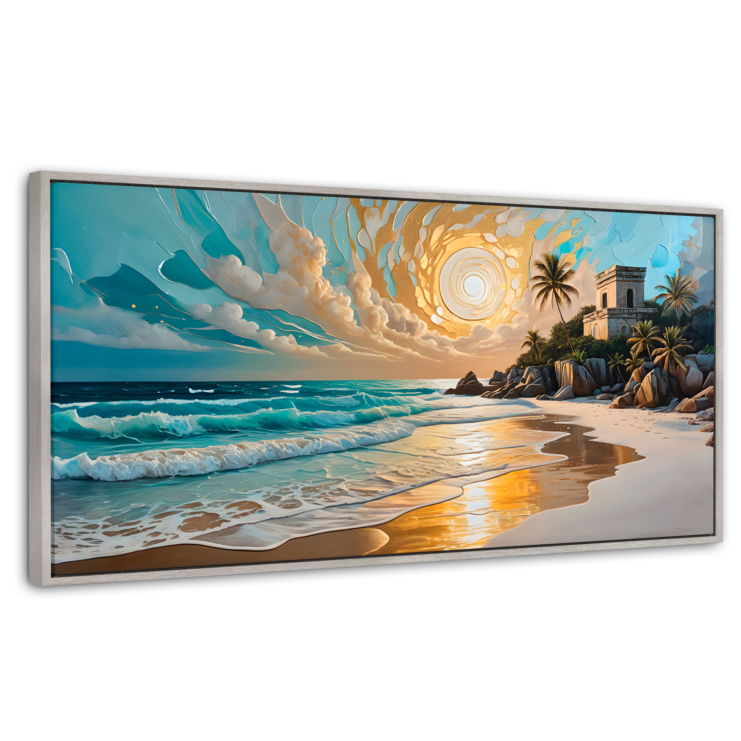 Foto 1 | Cuadro Decorativo Marco Flotante Cielo Sobre Tulum 120x60 Marco Plateado