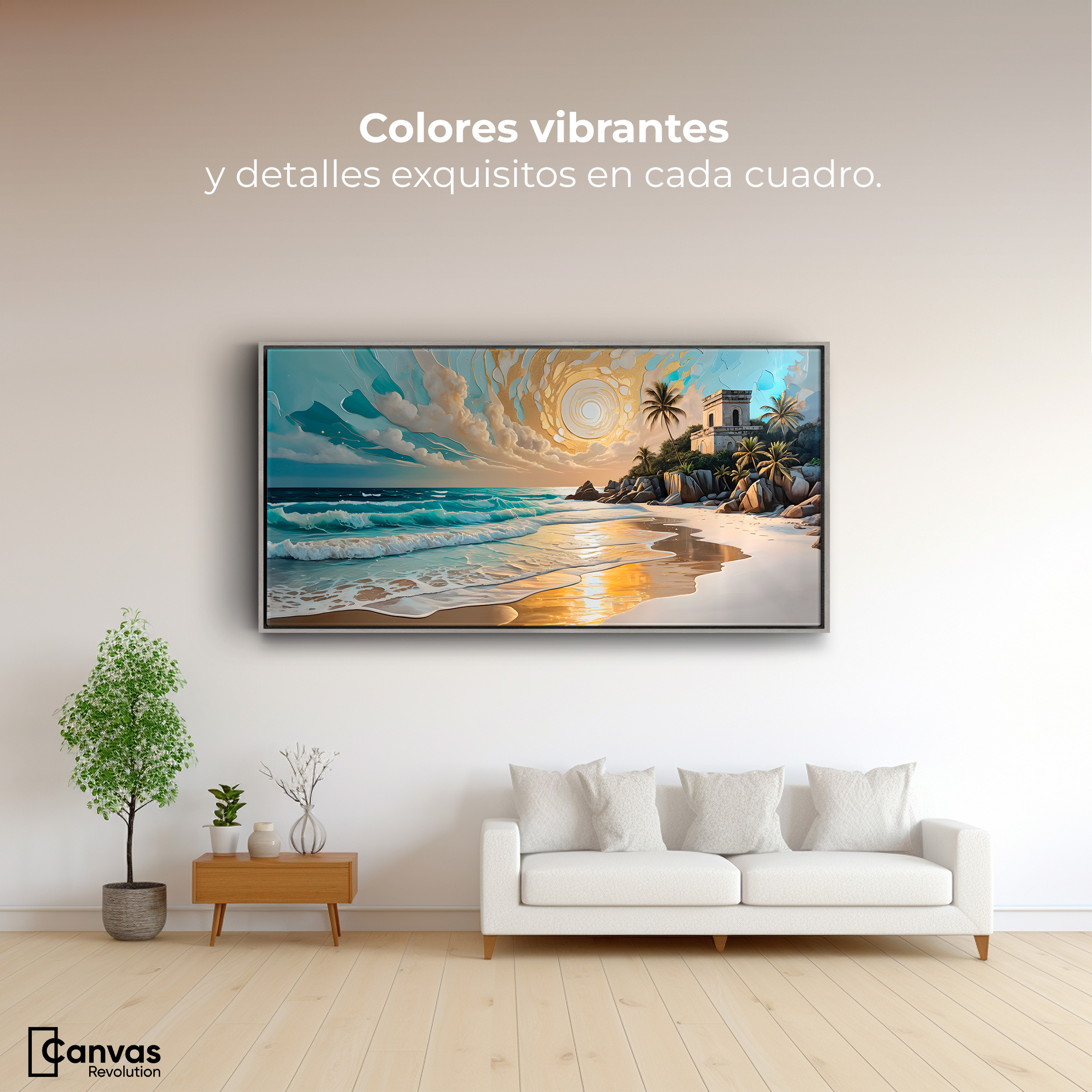 Foto 3 pulgar | Cuadro Decorativo Marco Flotante Cielo Sobre Tulum 120x60 Marco Plateado