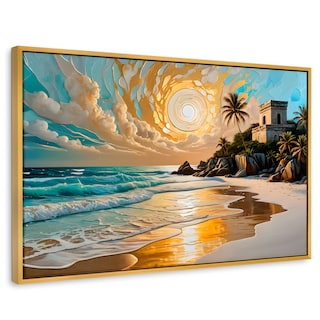 Foto 1 | Cuadro Decorativo Marco Flotante Cielo Sobre Tulum 90x60 Marco Dorado