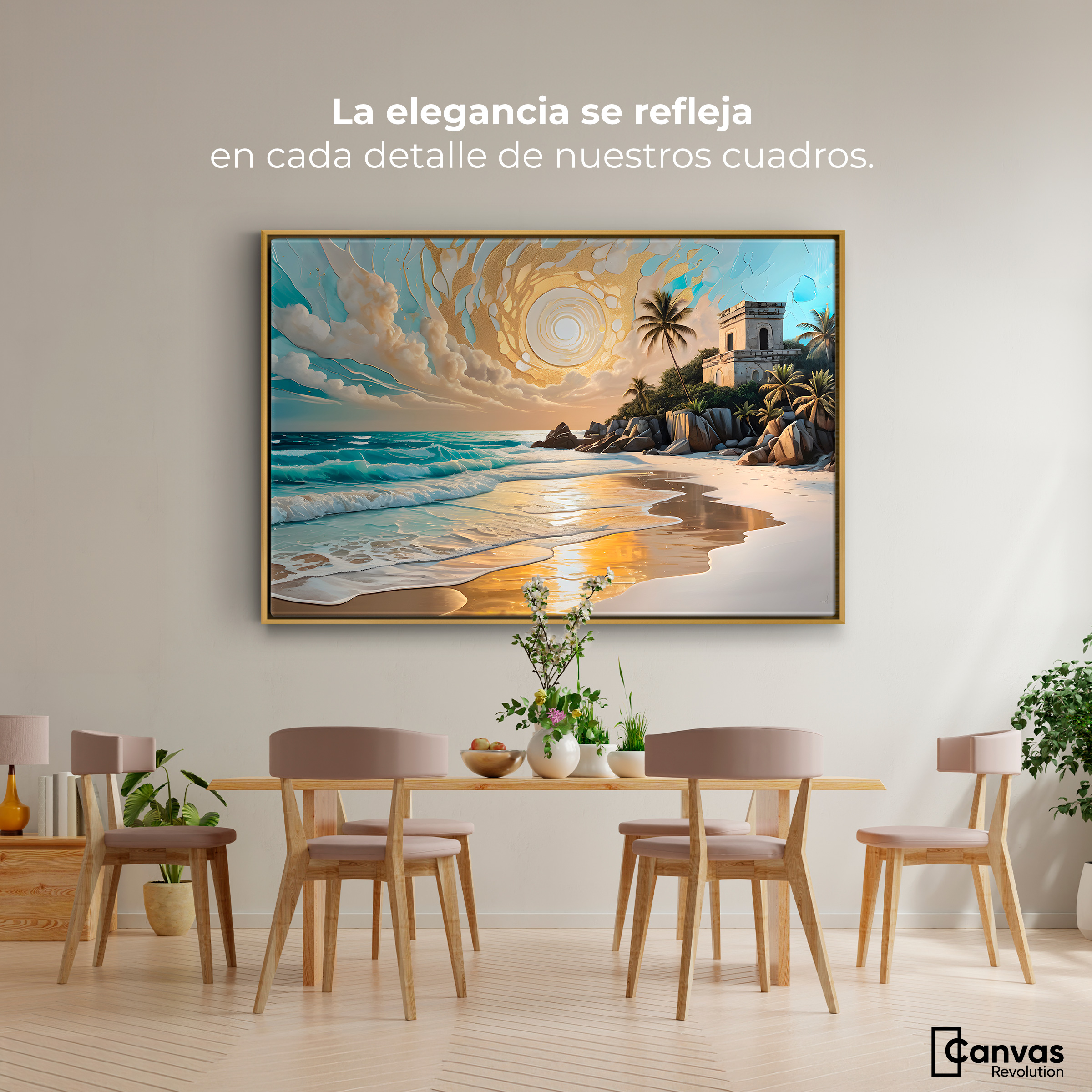 Foto 2 | Cuadro Decorativo Marco Flotante Cielo Sobre Tulum 90x60 Marco Dorado