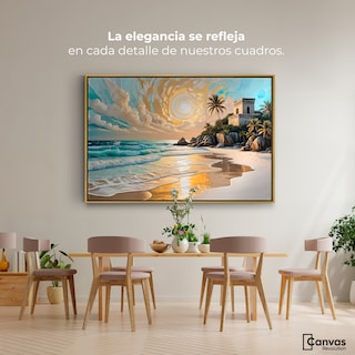Foto 2 | Cuadro Decorativo Marco Flotante Cielo Sobre Tulum 90x60 Marco Dorado
