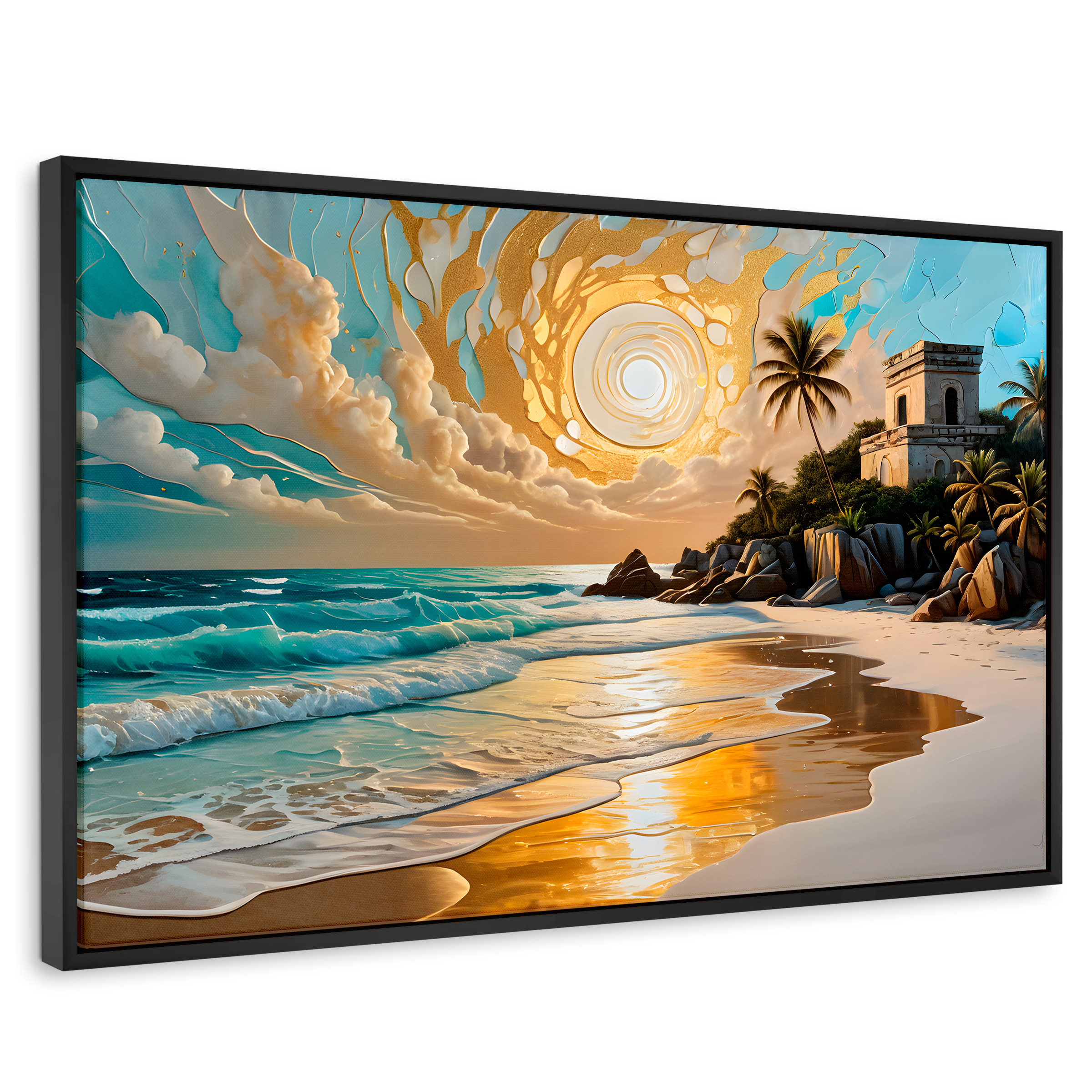 Foto 1 | Cuadro Decorativo Marco Flotante Cielo Sobre Tulum 90x60 Marco Negro