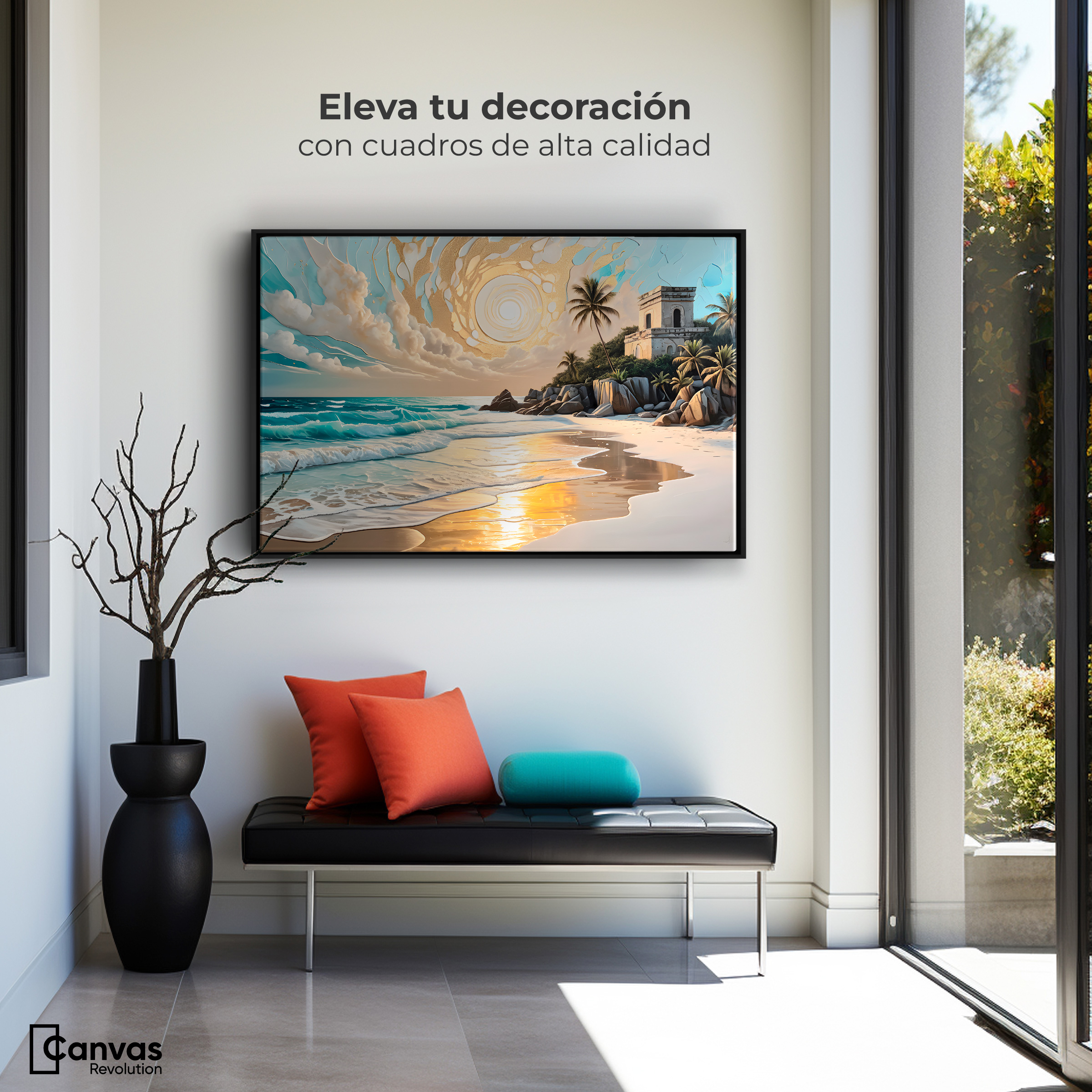 Foto 4 pulgar | Cuadro Decorativo Marco Flotante Cielo Sobre Tulum 90x60 Marco Negro