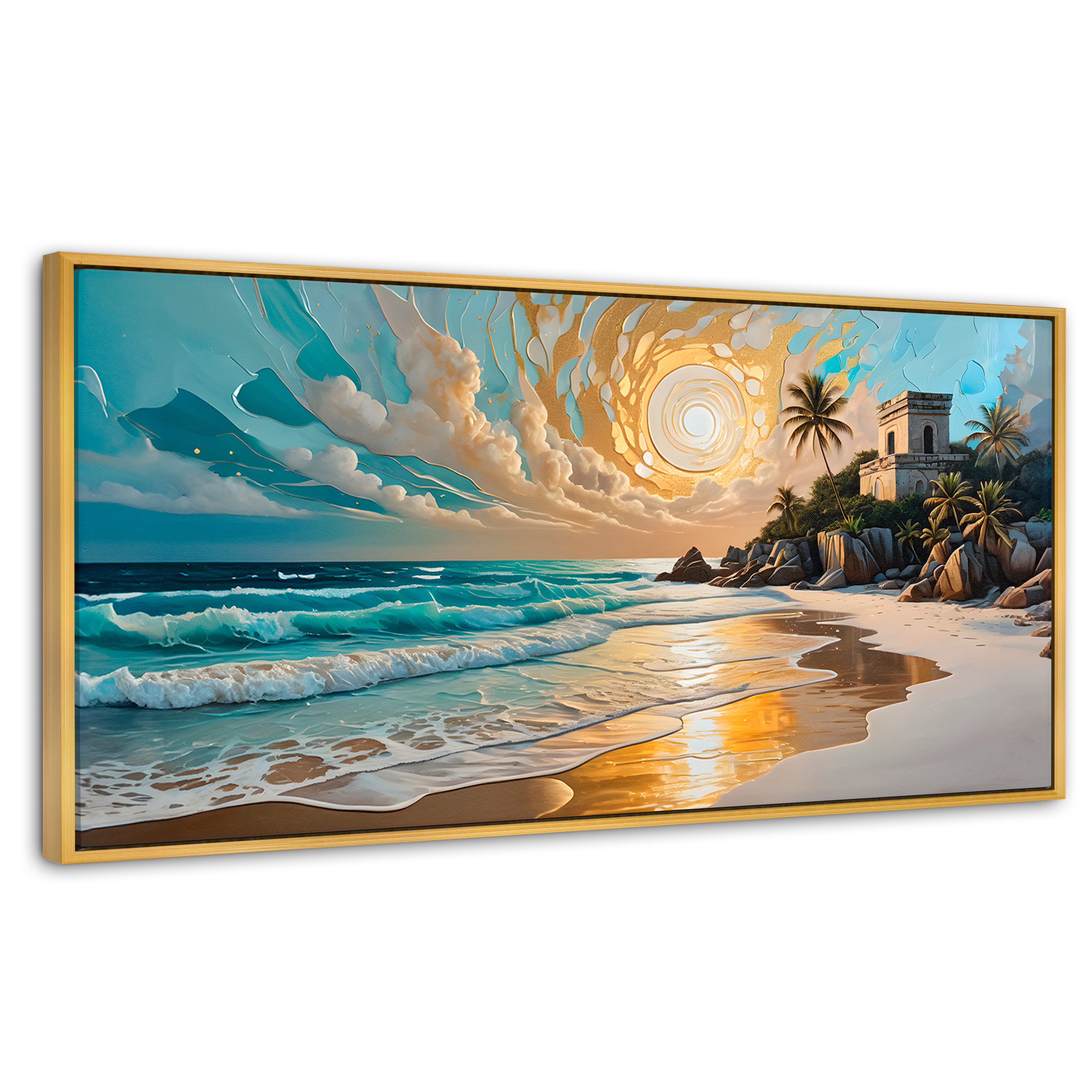 Foto 1 | Cuadro Decorativo Marco Flotante Cielo Sobre Tulum 120x60 Marco Dorado