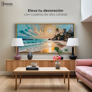 Foto 3 | Cuadro Decorativo Marco Flotante Cielo Sobre Tulum 120x60 Marco Dorado