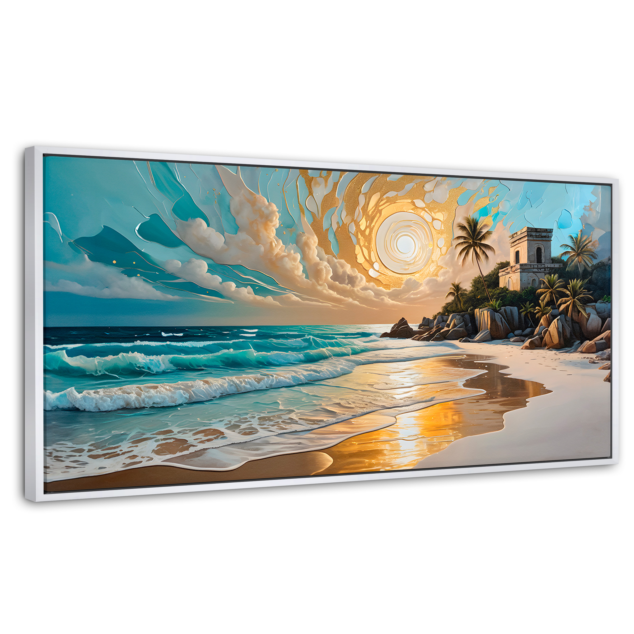 Foto 1 | Cuadro Decorativo Marco Flotante Cielo Sobre Tulum 120x60 Marco Blanco