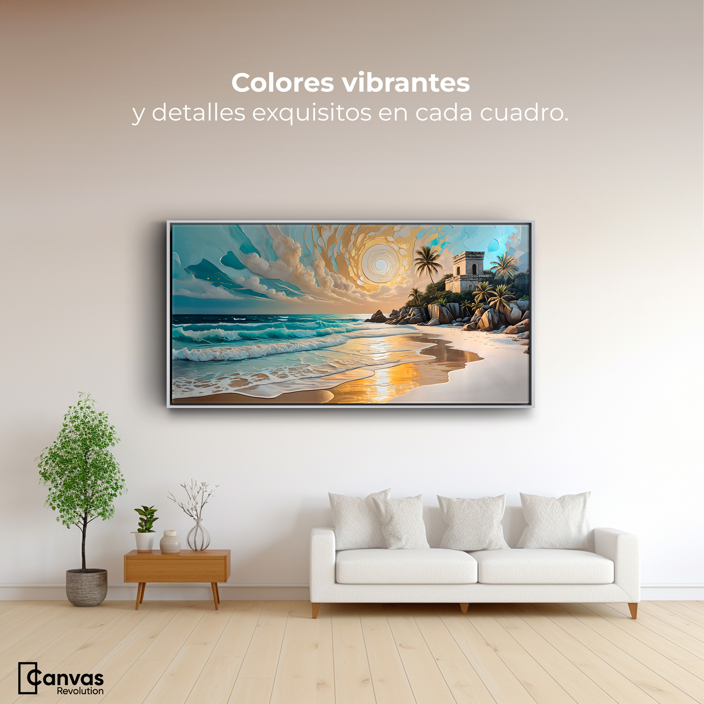 Foto 3 pulgar | Cuadro Decorativo Marco Flotante Cielo Sobre Tulum 120x60 Marco Blanco