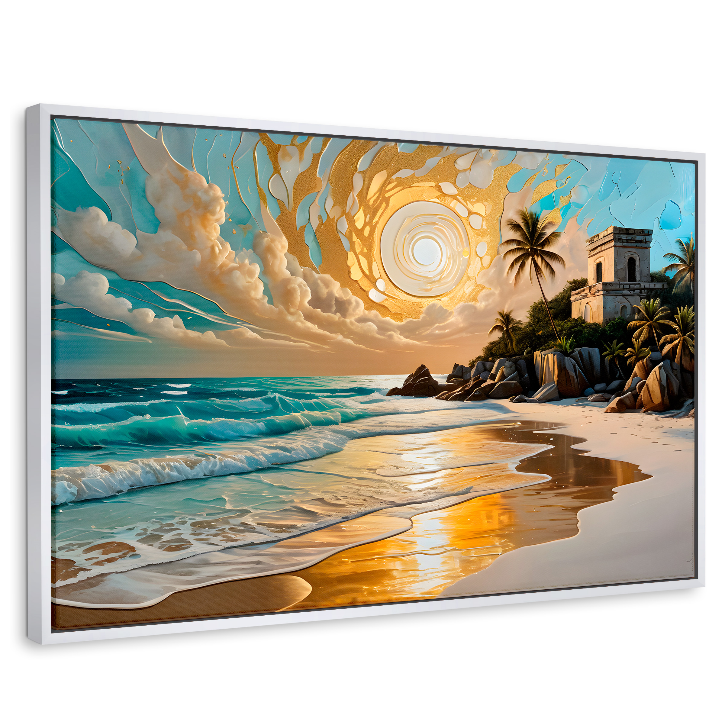 Foto 1 | Cuadro Decorativo Marco Flotante Cielo Sobre Tulum 90x60 Marco Blanco