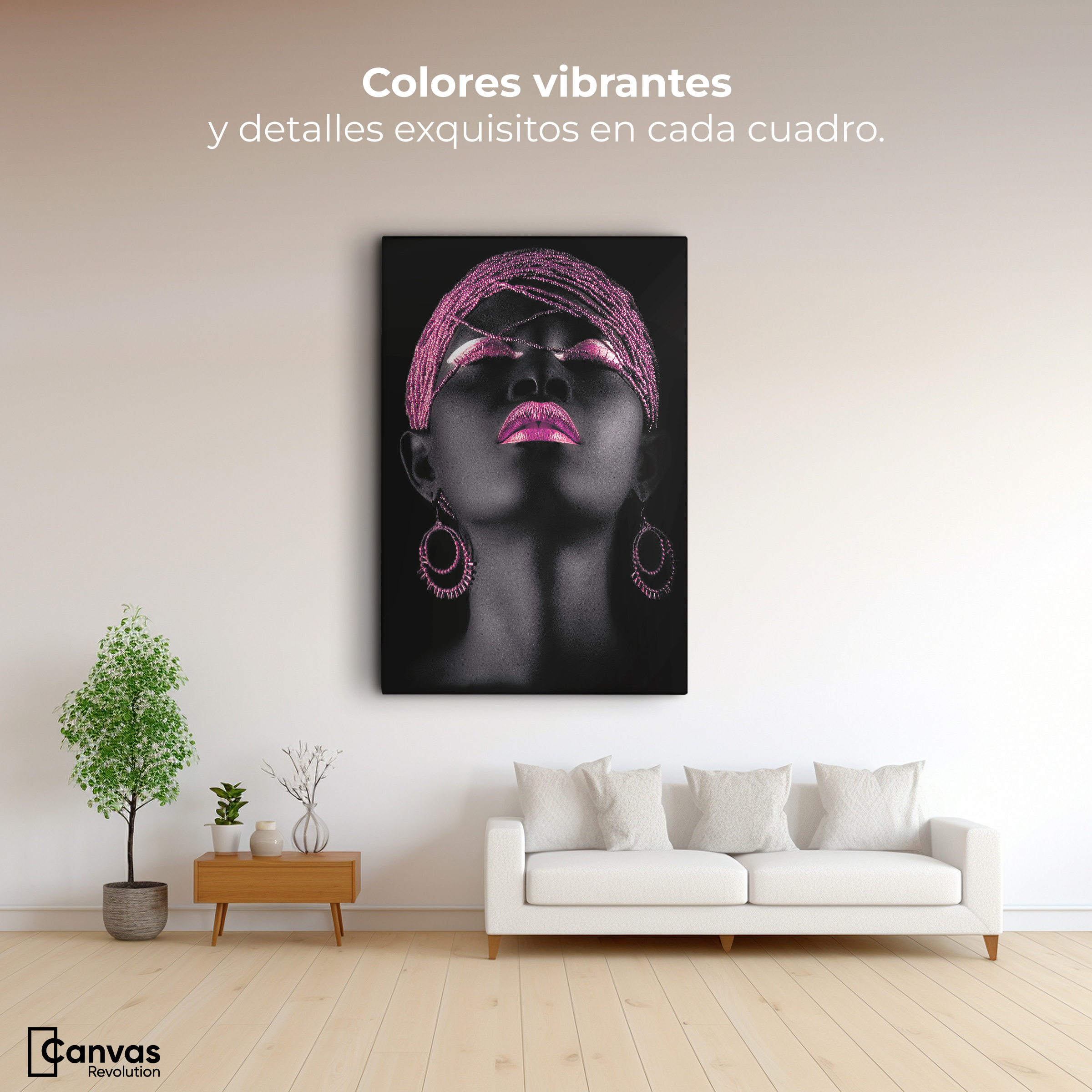 Foto 3 pulgar | Cuadro Decorativo Canvas Mujer Africana Joyas Rosadas 60x90