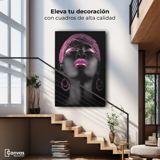 Foto 4 | Cuadro Decorativo Canvas Mujer Africana Joyas Rosadas 60x90