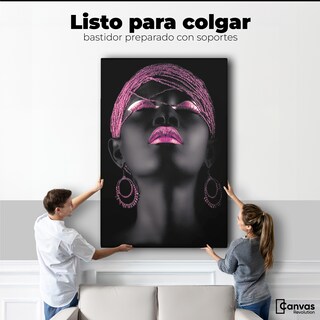 Foto 5 | Cuadro Decorativo Canvas Mujer Africana Joyas Rosadas 60x90