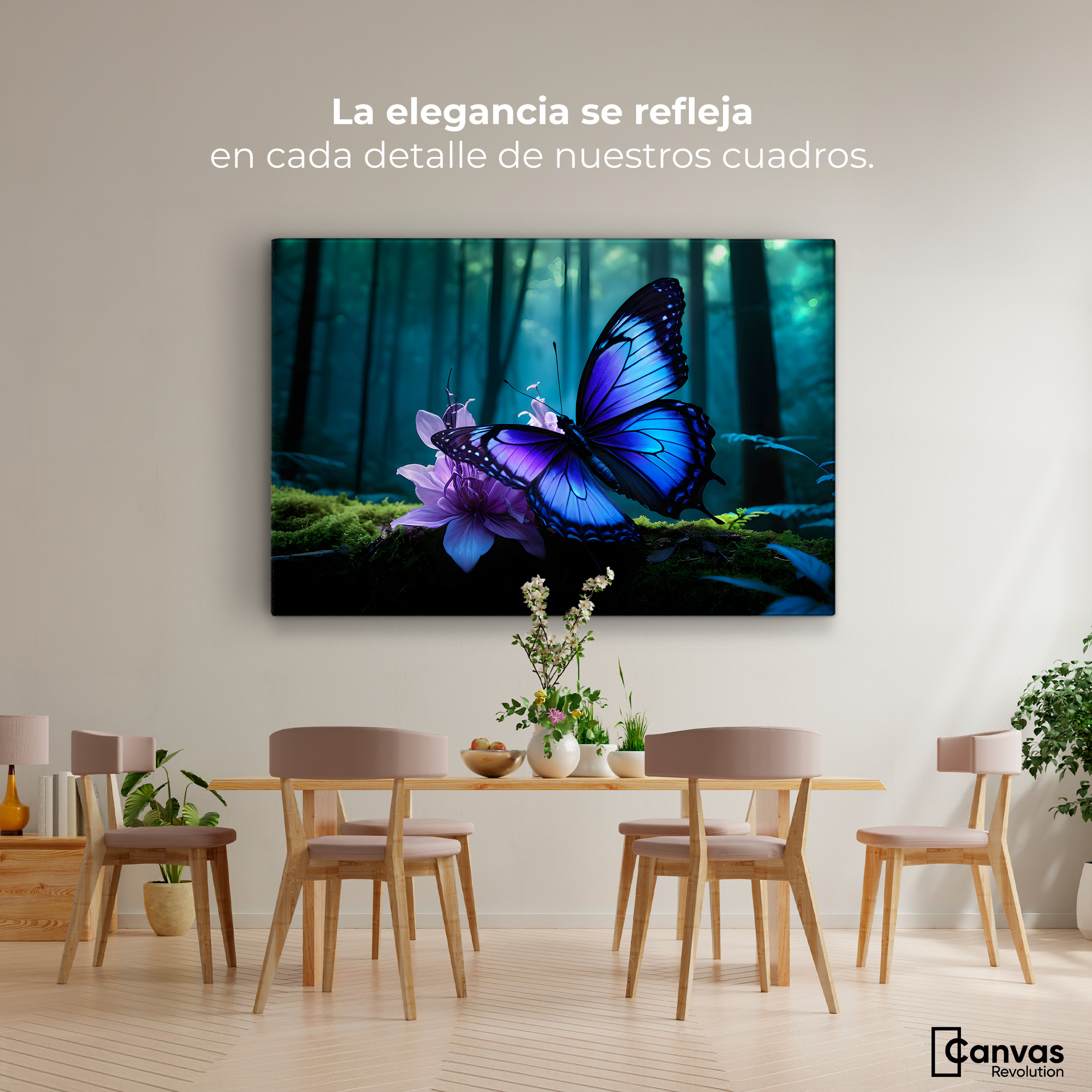Foto 3 pulgar | Cuadro Mariposas Canvas Alas Entre Árboles 90x60