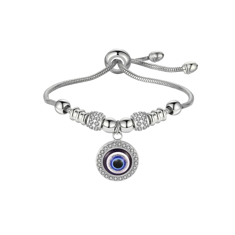 Pulsera para Dama Ojo Turco Acero Inoxidable color Plata