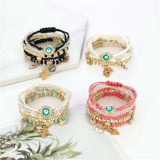 Foto 3 | 4 Pulseras De Amistad Cuentas Boho Y Multicapa