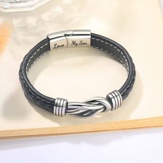 Foto 2 | Pulsera de Piel de Hombre De Plata Regalos para mi Hijo