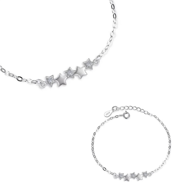 Foto 3 | Pulsera de Plata Funbu de Estrellas Ajustable para Mujer