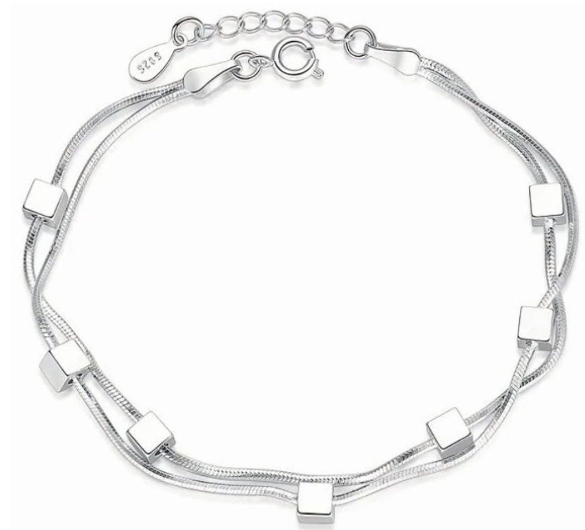 Foto 2 pulgar | Pulsera Brazalete de Plata Funbu Regalo Aniversario Cubos para Mujer