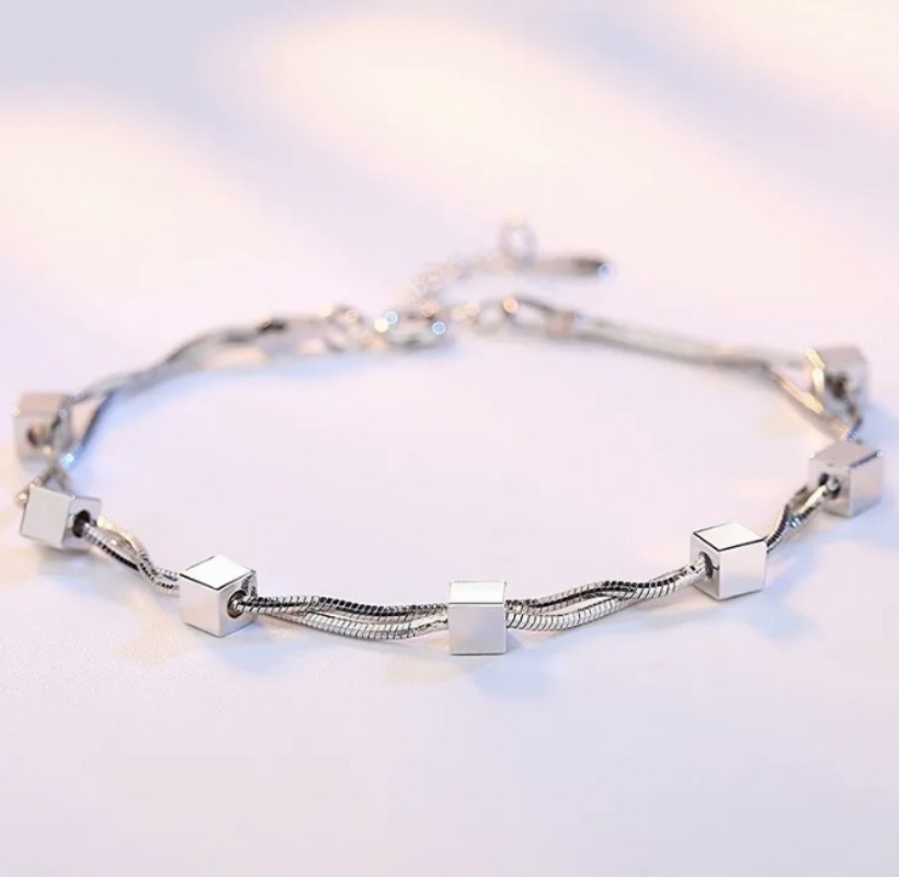 Foto 4 pulgar | Pulsera Brazalete de Plata Funbu Regalo Aniversario Cubos para Mujer