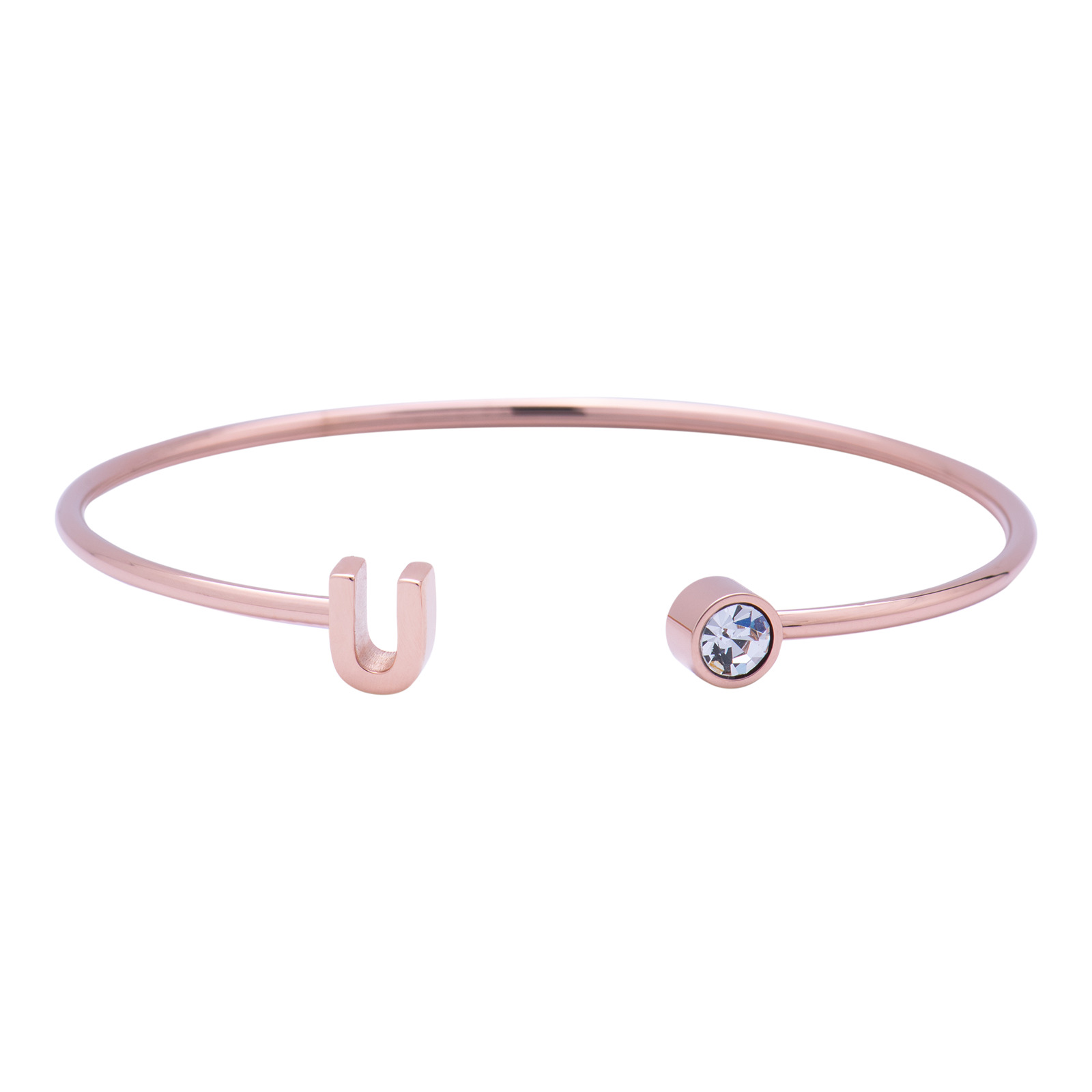 Foto 2 pulgar | Pulsera tipo Brazalete Luckyly Baño de Oro Rosa 18k Sonia Letra U para Mujer